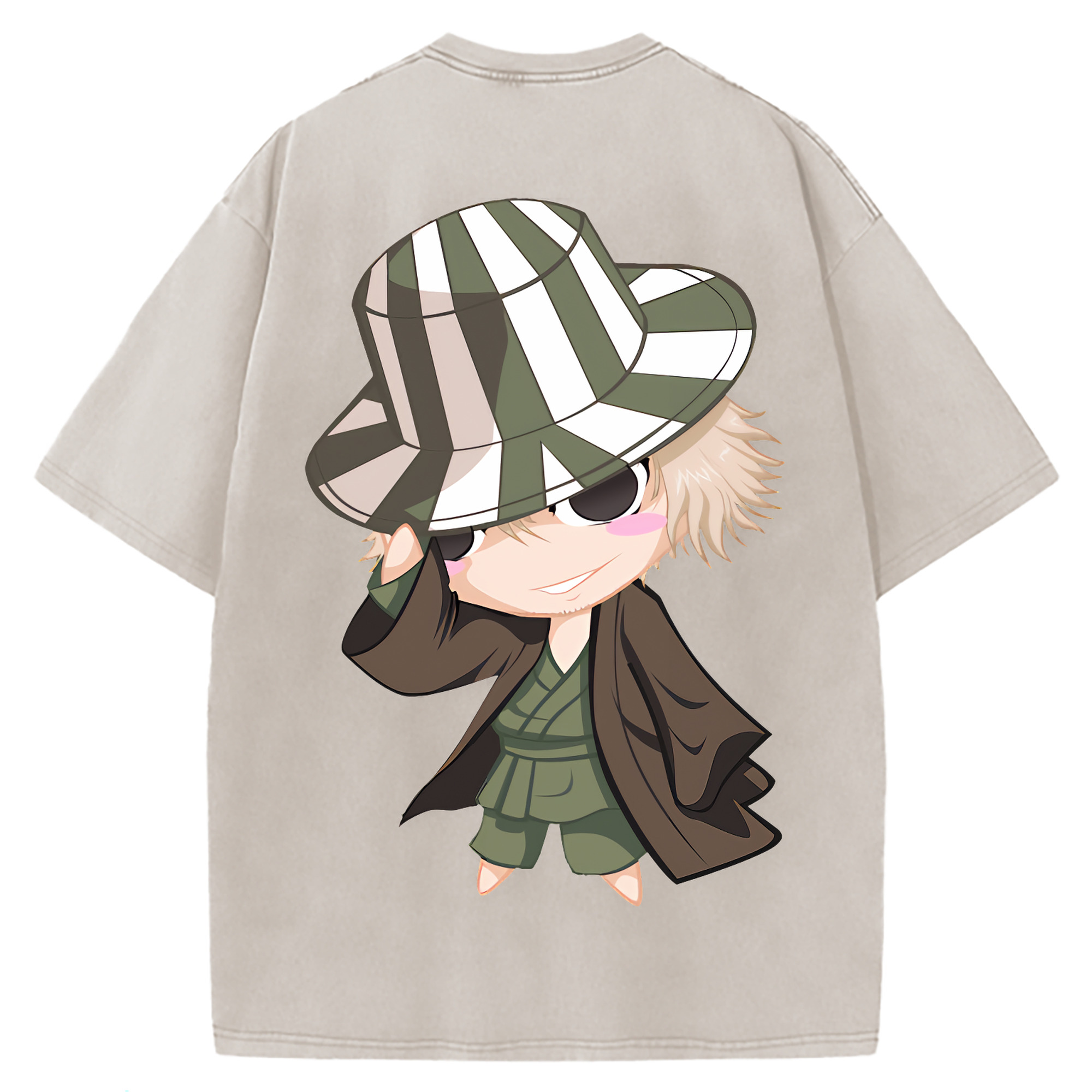 （画像用） "ブリーチ 浦原 喜助（うらはら きすけ） BLEACH Urahara Kisuke " 綿100% ヴィンテージ風 半袖Tシャツ（背面プリント）