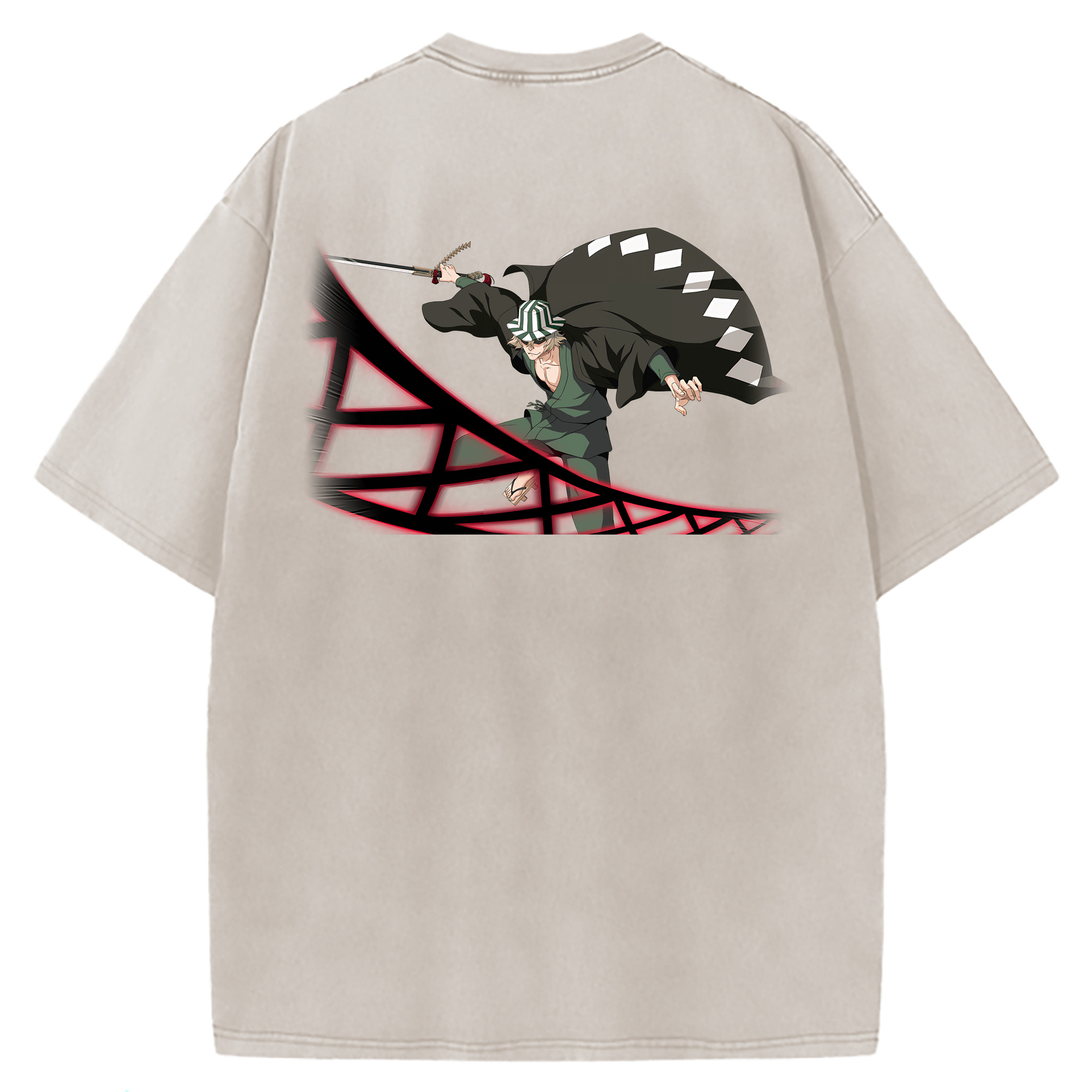 （画像用） "ブリーチ 浦原 喜助（うらはら きすけ） BLEACH Urahara Kisuke " 綿100% ヴィンテージ風 半袖Tシャツ（背面プリント）