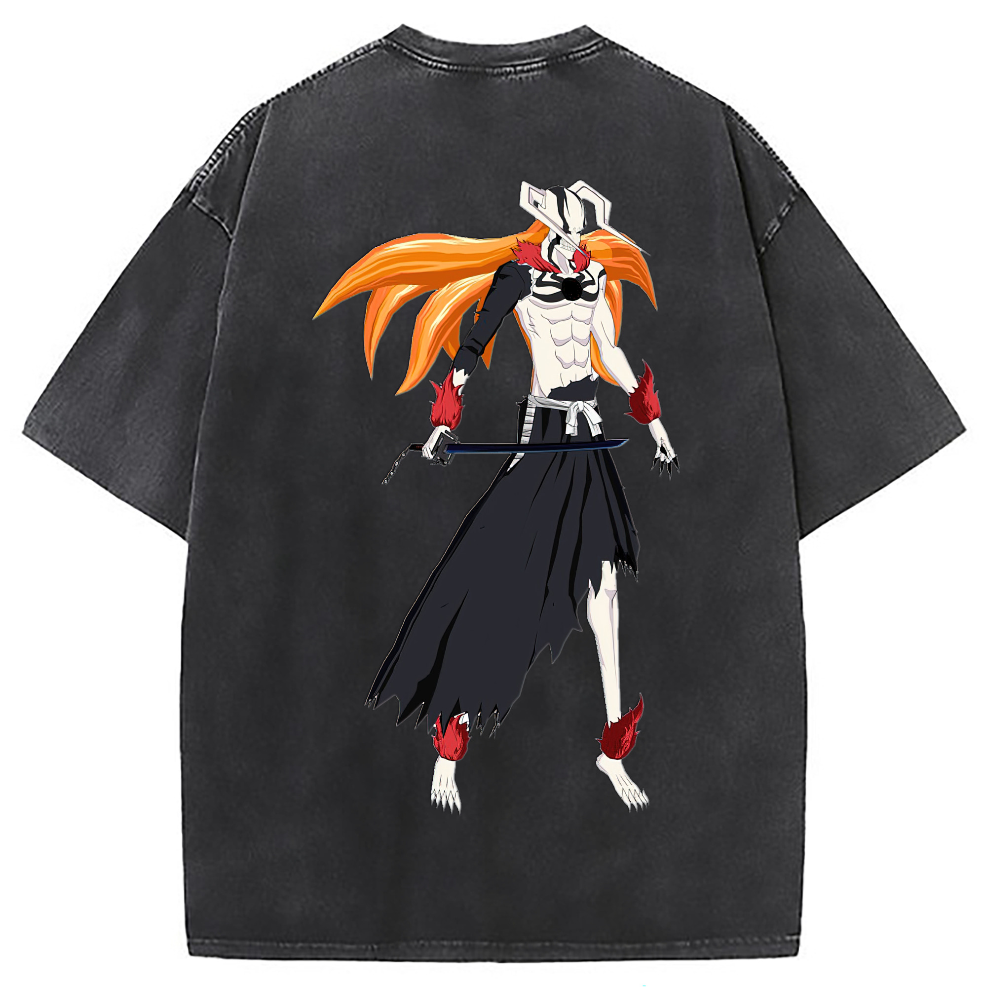 （画像用） ブリーチ 黒崎一護（くろさき いちご）BLEACH Kurosaki Ichigo 綿100% ヴィンテージ風 半袖Tシャツ（背面プリント）