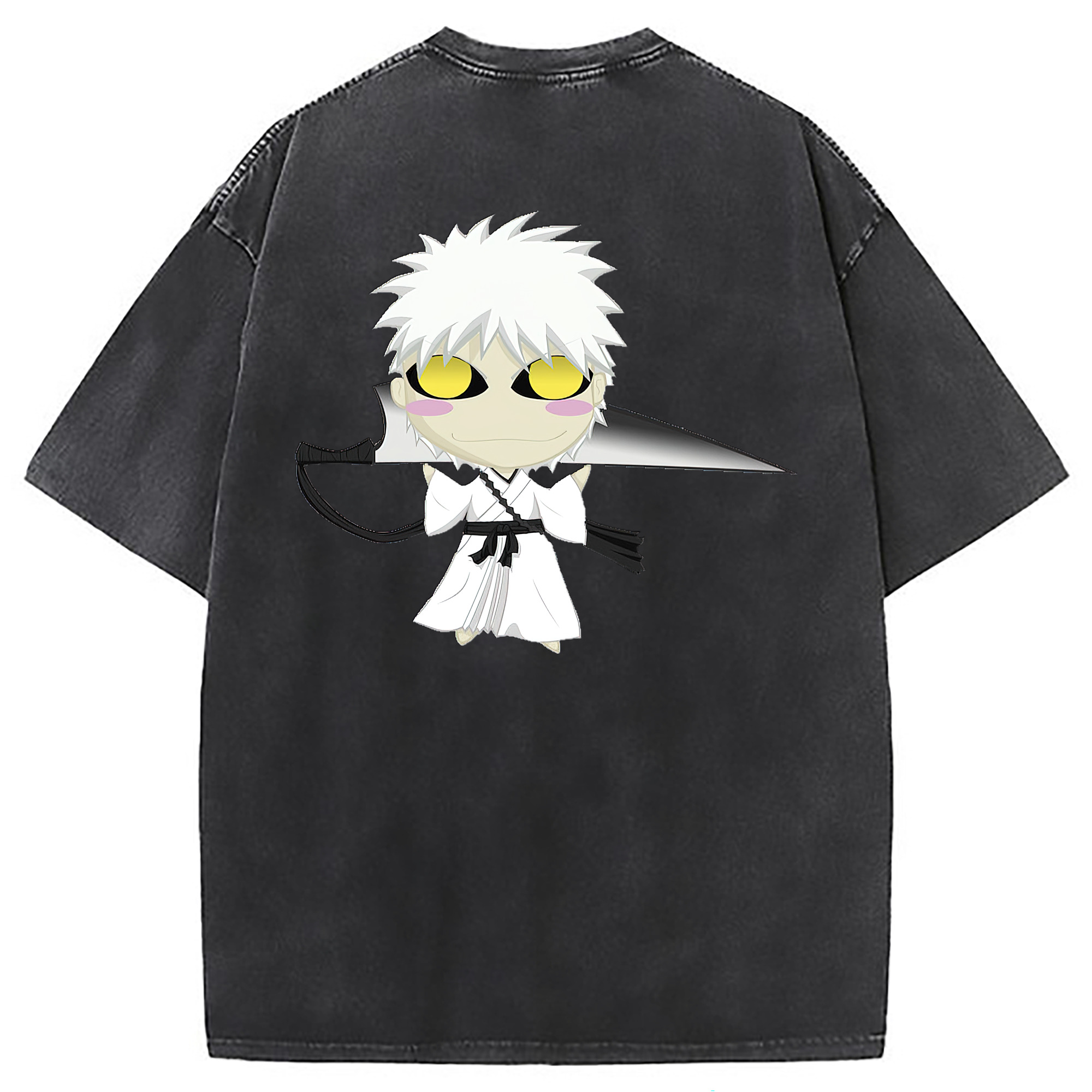 （画像用） ブリーチ 黒崎一護（くろさき いちご）BLEACH Kurosaki Ichigo 綿100% ヴィンテージ風 半袖Tシャツ（背面プリント）