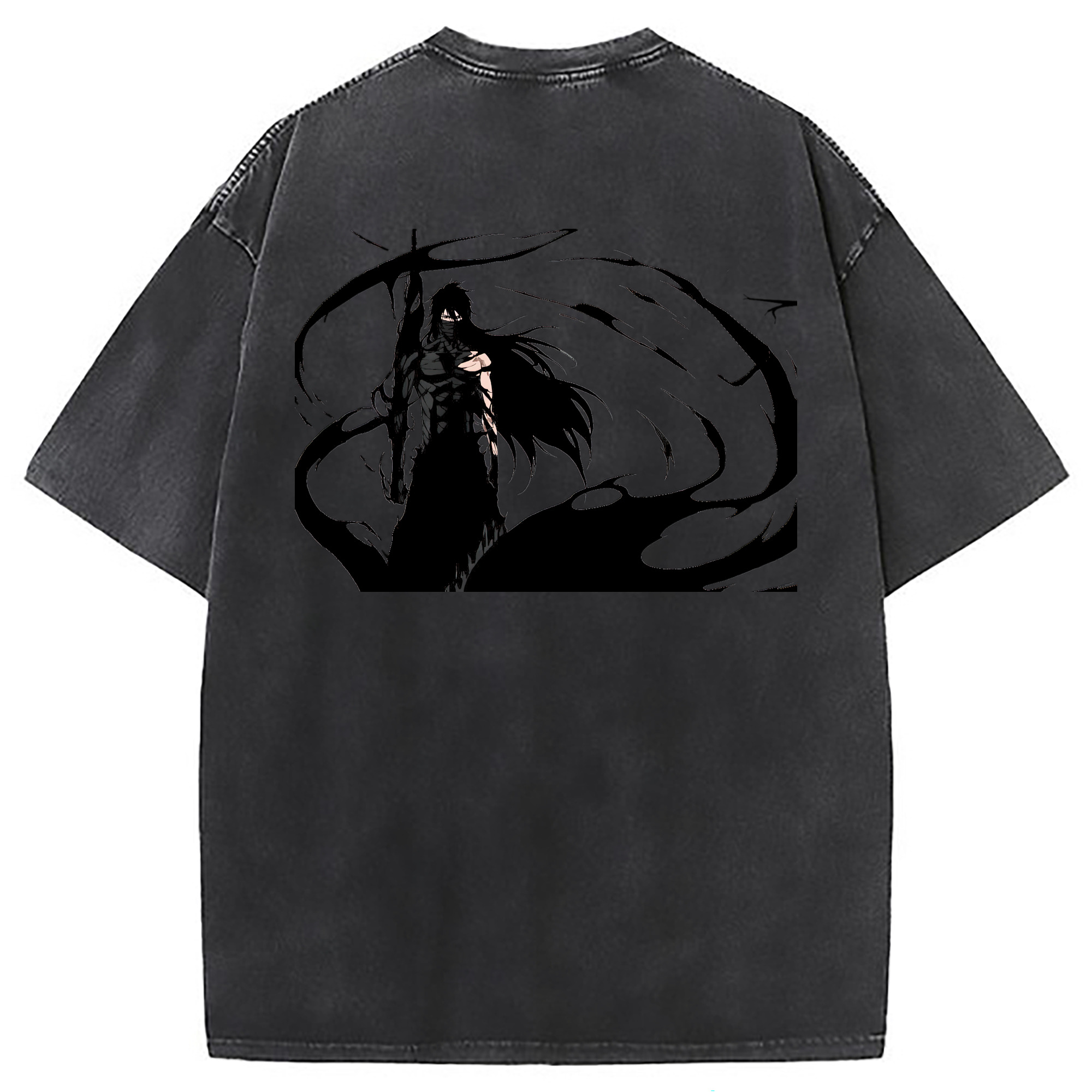 （画像用） ブリーチ 黒崎一護（くろさき いちご）BLEACH Kurosaki Ichigo 綿100% ヴィンテージ風 半袖Tシャツ（背面プリント）