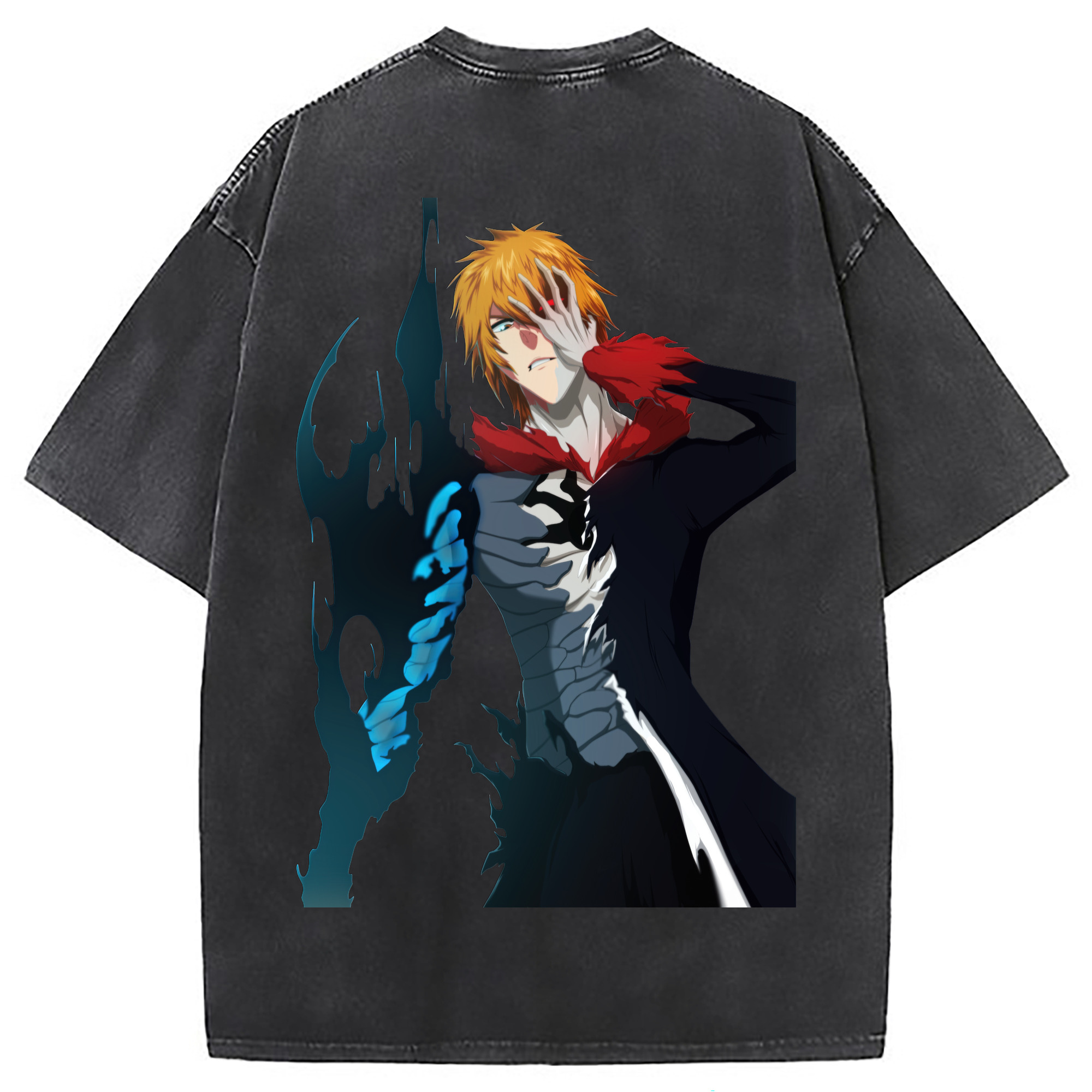 （画像用） ブリーチ 黒崎一護（くろさき いちご）BLEACH Kurosaki Ichigo 綿100% ヴィンテージ風 半袖Tシャツ（背面プリント）