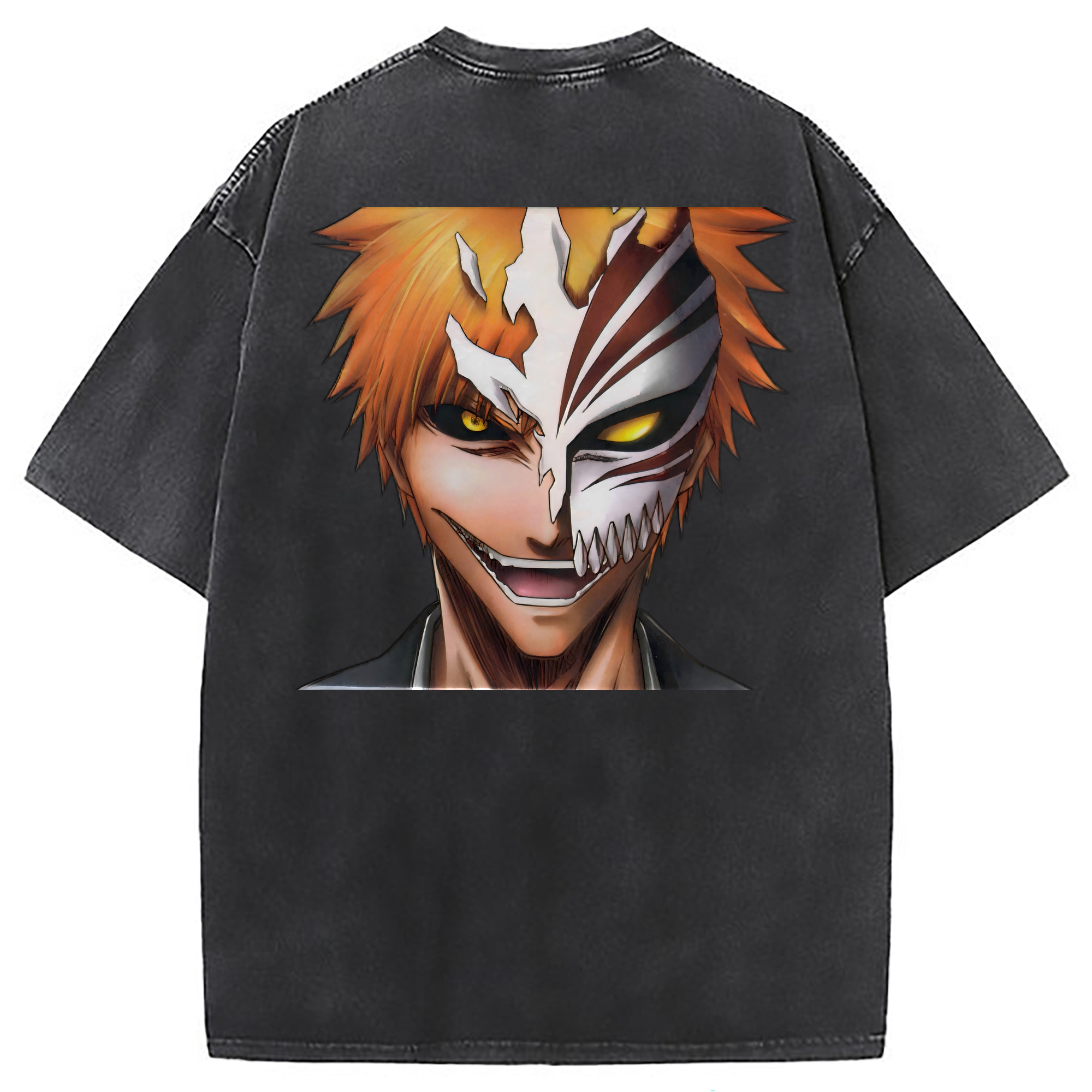 （画像用） ブリーチ 黒崎一護（くろさき いちご）BLEACH Kurosaki Ichigo 綿100% ヴィンテージ風 半袖Tシャツ（背面プリント）