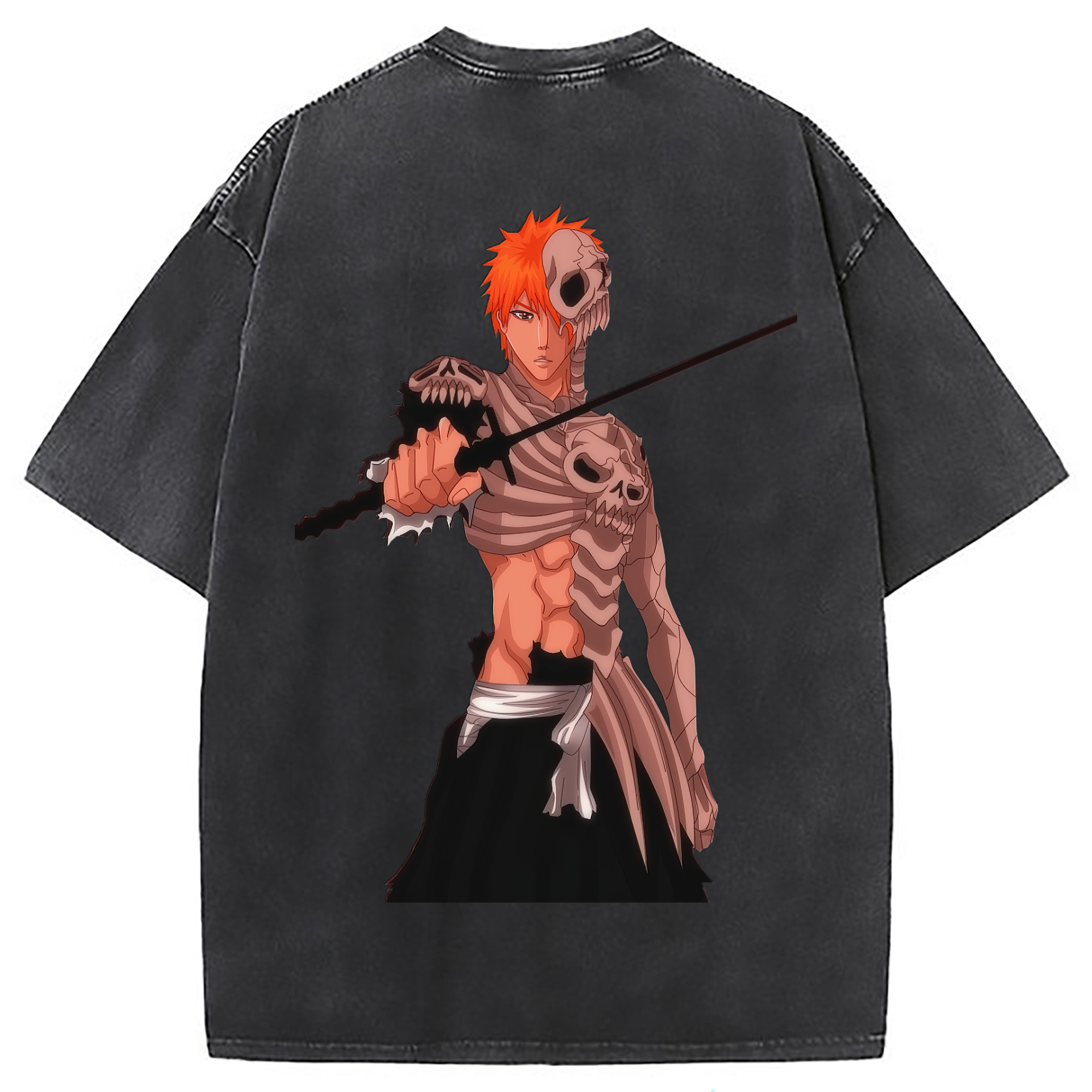 （画像用） ブリーチ 黒崎一護（くろさき いちご）BLEACH Kurosaki Ichigo 綿100% ヴィンテージ風 半袖Tシャツ（背面プリント）