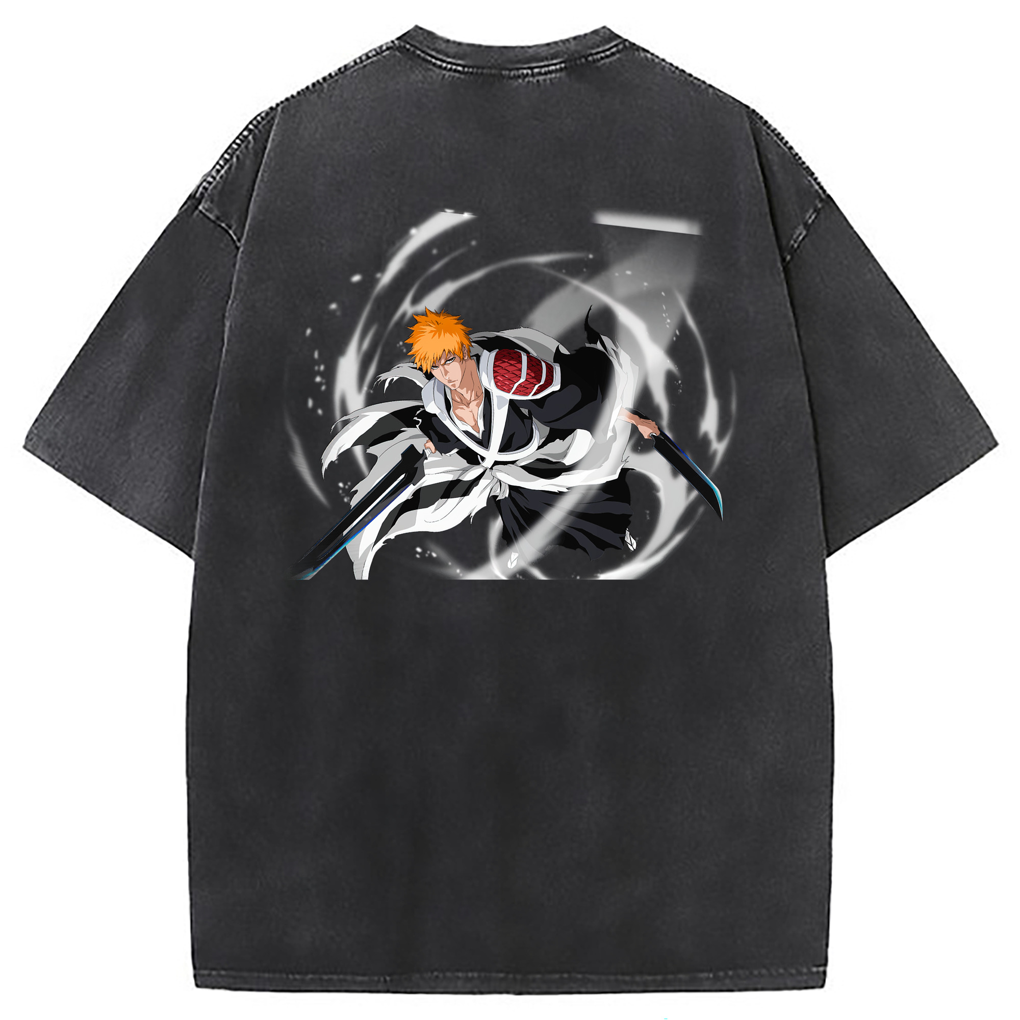 （画像用） ブリーチ 黒崎一護（くろさき いちご）BLEACH Kurosaki Ichigo 綿100% ヴィンテージ風 半袖Tシャツ（背面プリント）