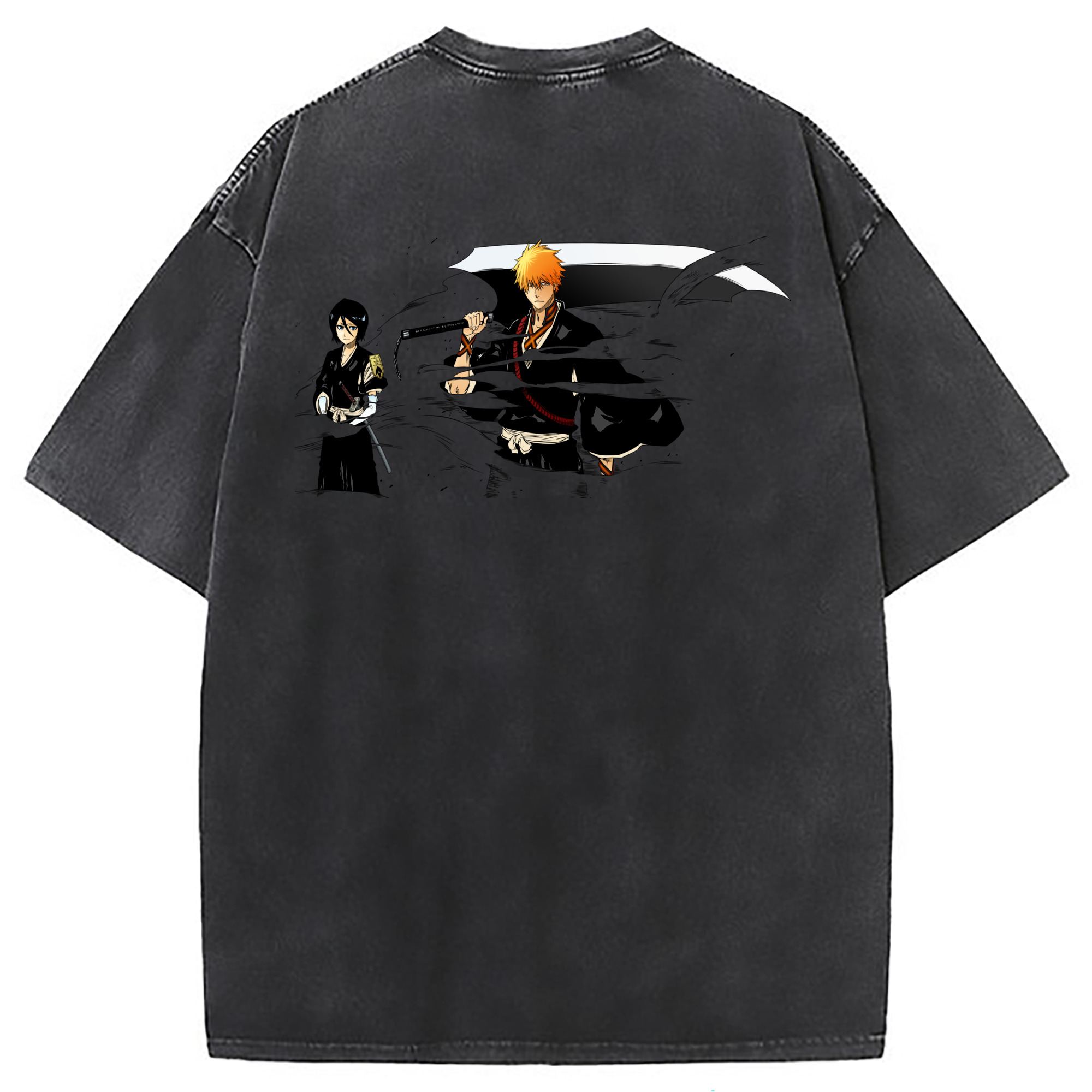 （画像用） ブリーチ 黒崎一護（くろさき いちご）BLEACH Kurosaki Ichigo 綿100% ヴィンテージ風 半袖Tシャツ（背面プリント）