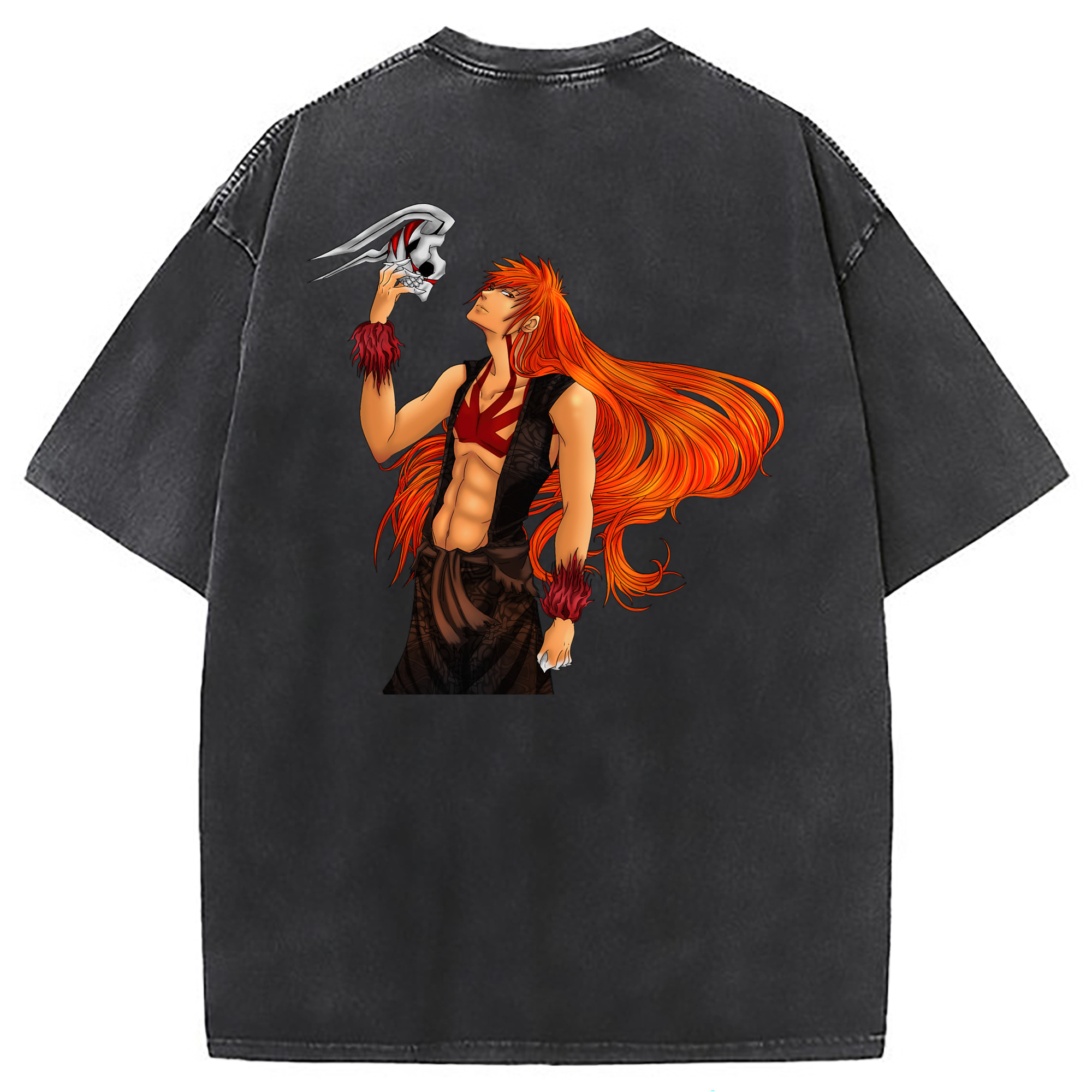 （画像用） ブリーチ 黒崎一護（くろさき いちご）BLEACH Kurosaki Ichigo 綿100% ヴィンテージ風 半袖Tシャツ（背面プリント）