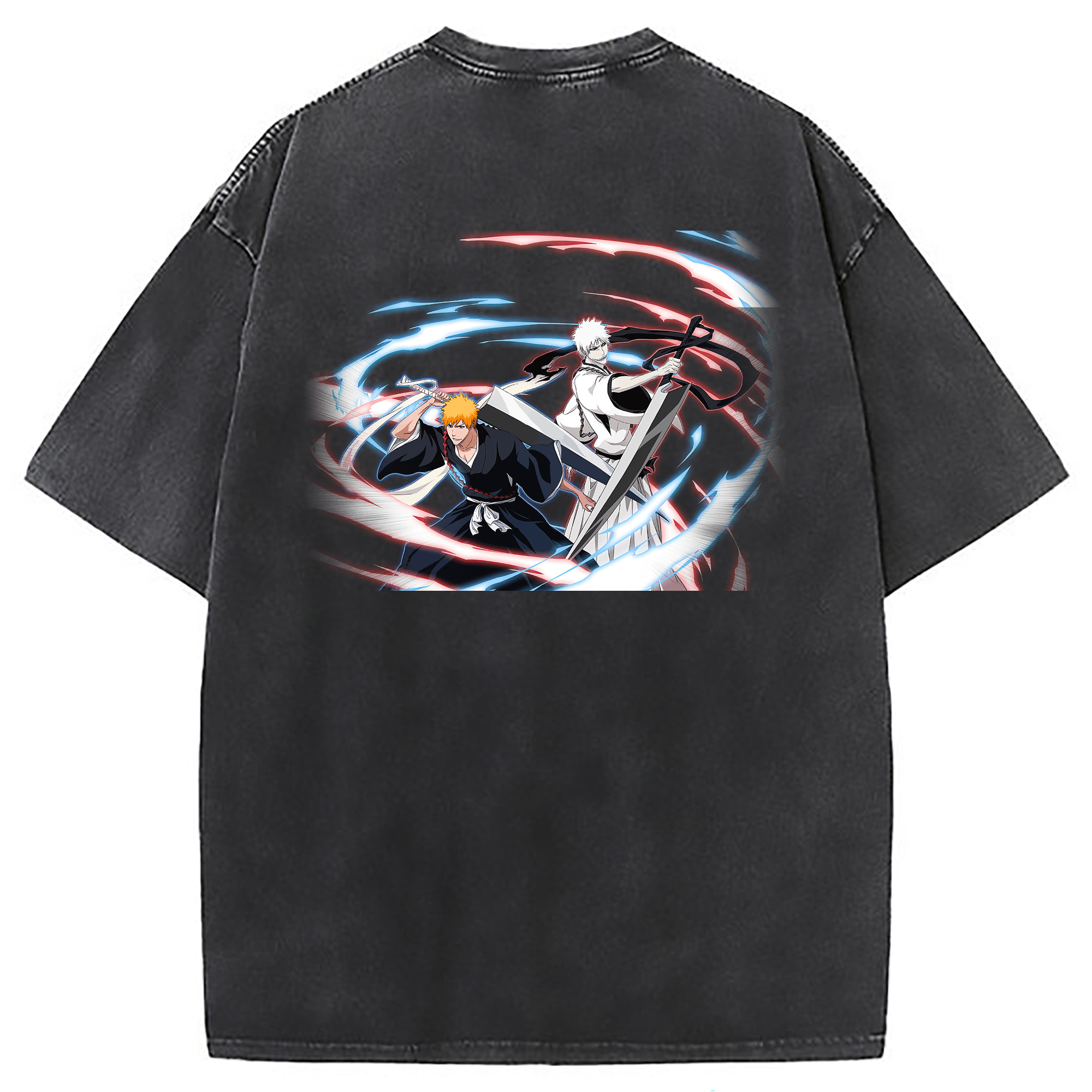 （画像用） ブリーチ 黒崎一護（くろさき いちご）BLEACH Kurosaki Ichigo 綿100% ヴィンテージ風 半袖Tシャツ（背面プリント）