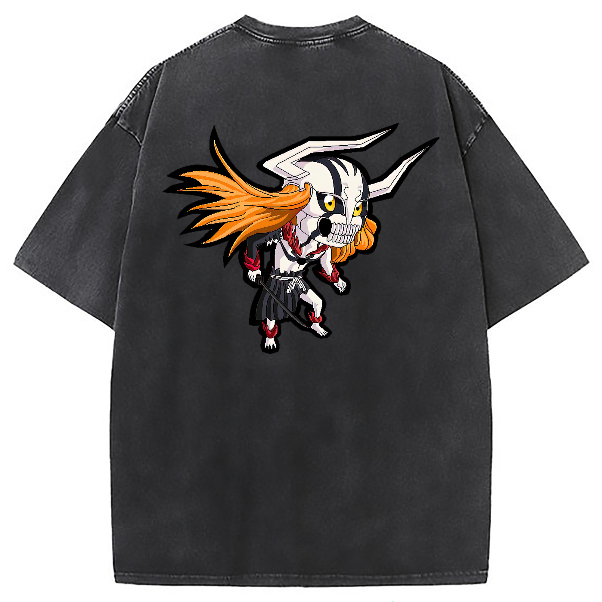 （画像用） ブリーチ 黒崎一護（くろさき いちご）BLEACH Kurosaki Ichigo 綿100% ヴィンテージ風 半袖Tシャツ（背面プリント）