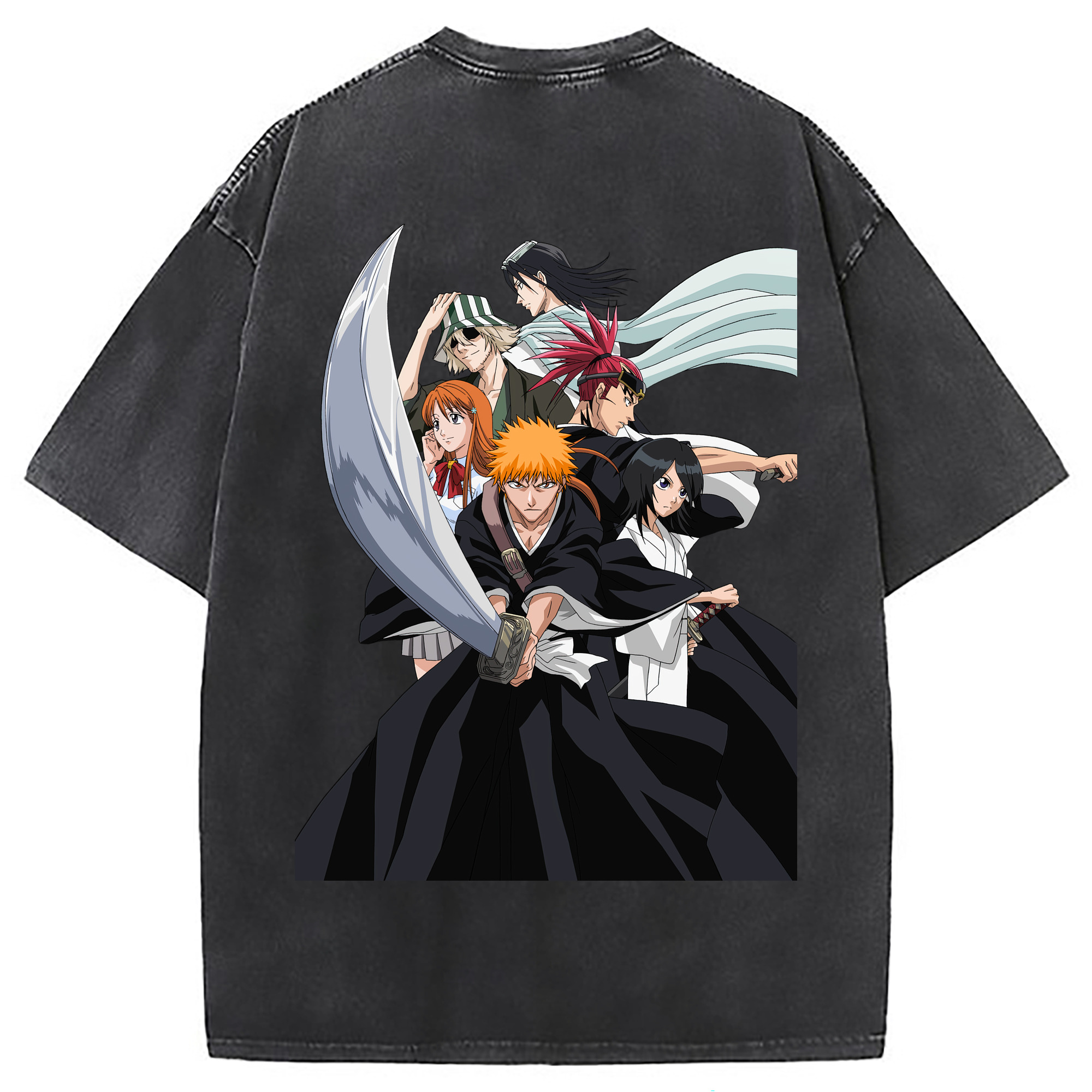 （画像用） ブリーチ 黒崎一護（くろさき いちご）BLEACH Kurosaki Ichigo 綿100% ヴィンテージ風 半袖Tシャツ（背面プリント）