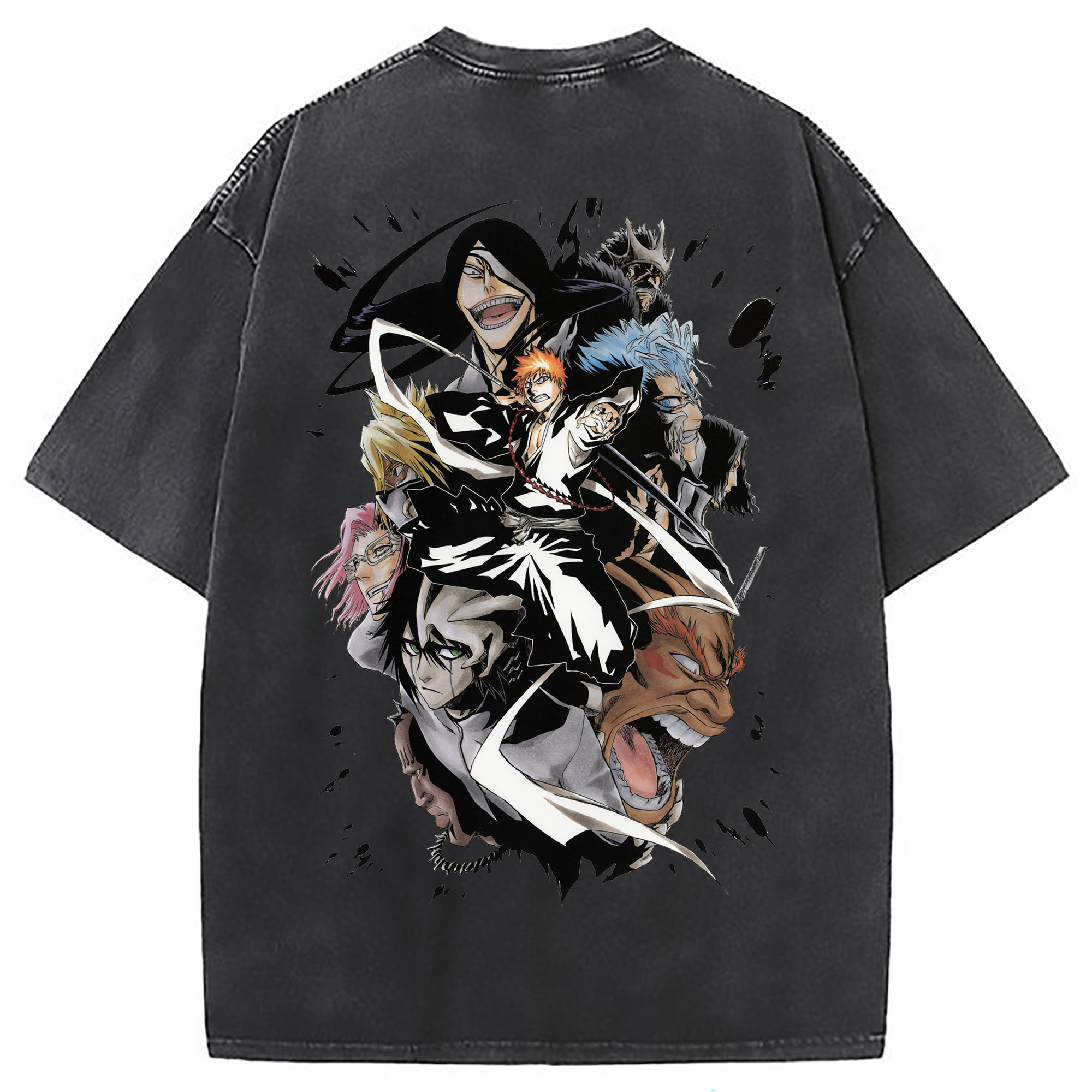 （画像用） ブリーチ 黒崎一護（くろさき いちご）BLEACH Kurosaki Ichigo 綿100% ヴィンテージ風 半袖Tシャツ（背面プリント）