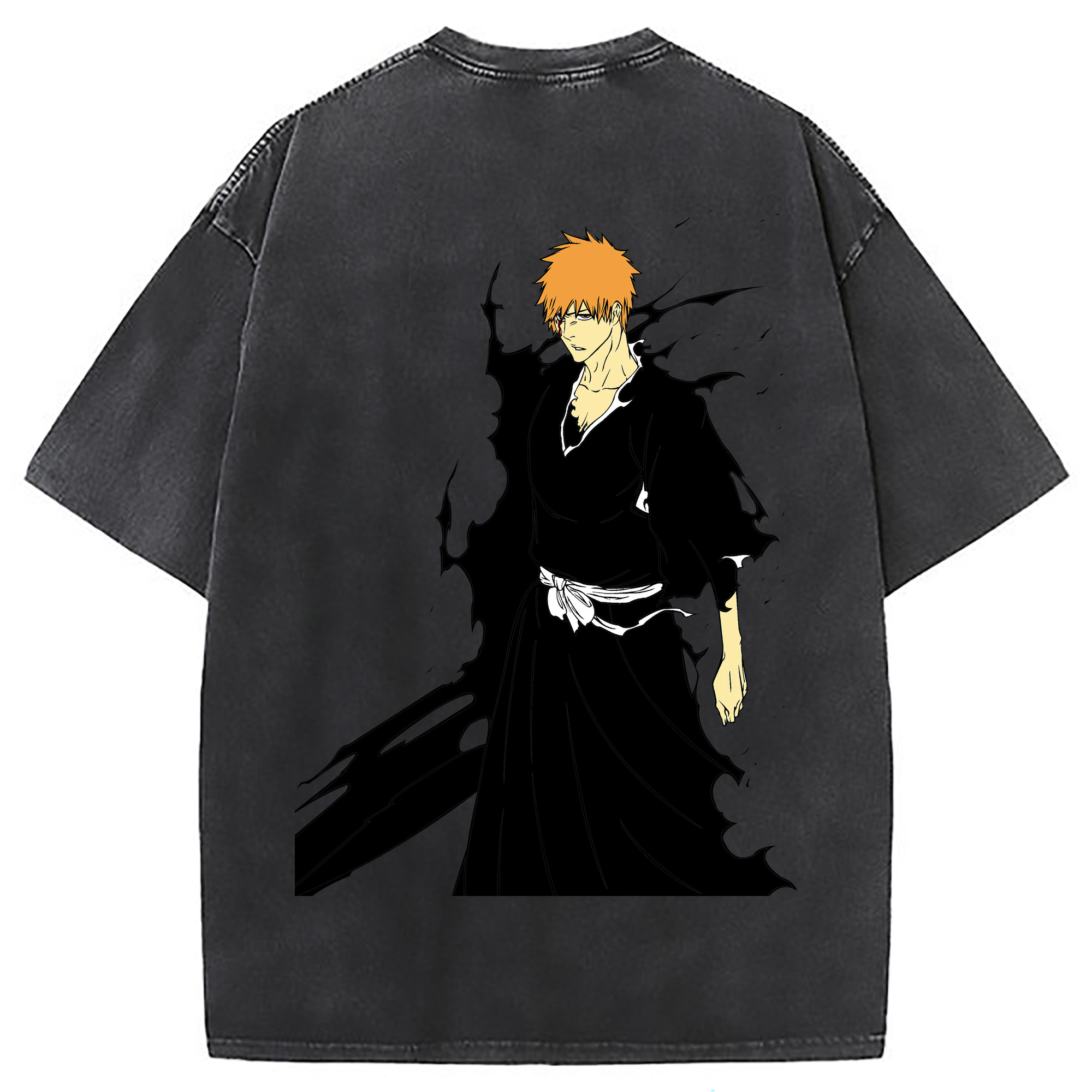 （画像用） ブリーチ 黒崎一護（くろさき いちご）BLEACH Kurosaki Ichigo 綿100% ヴィンテージ風 半袖Tシャツ（背面プリント）