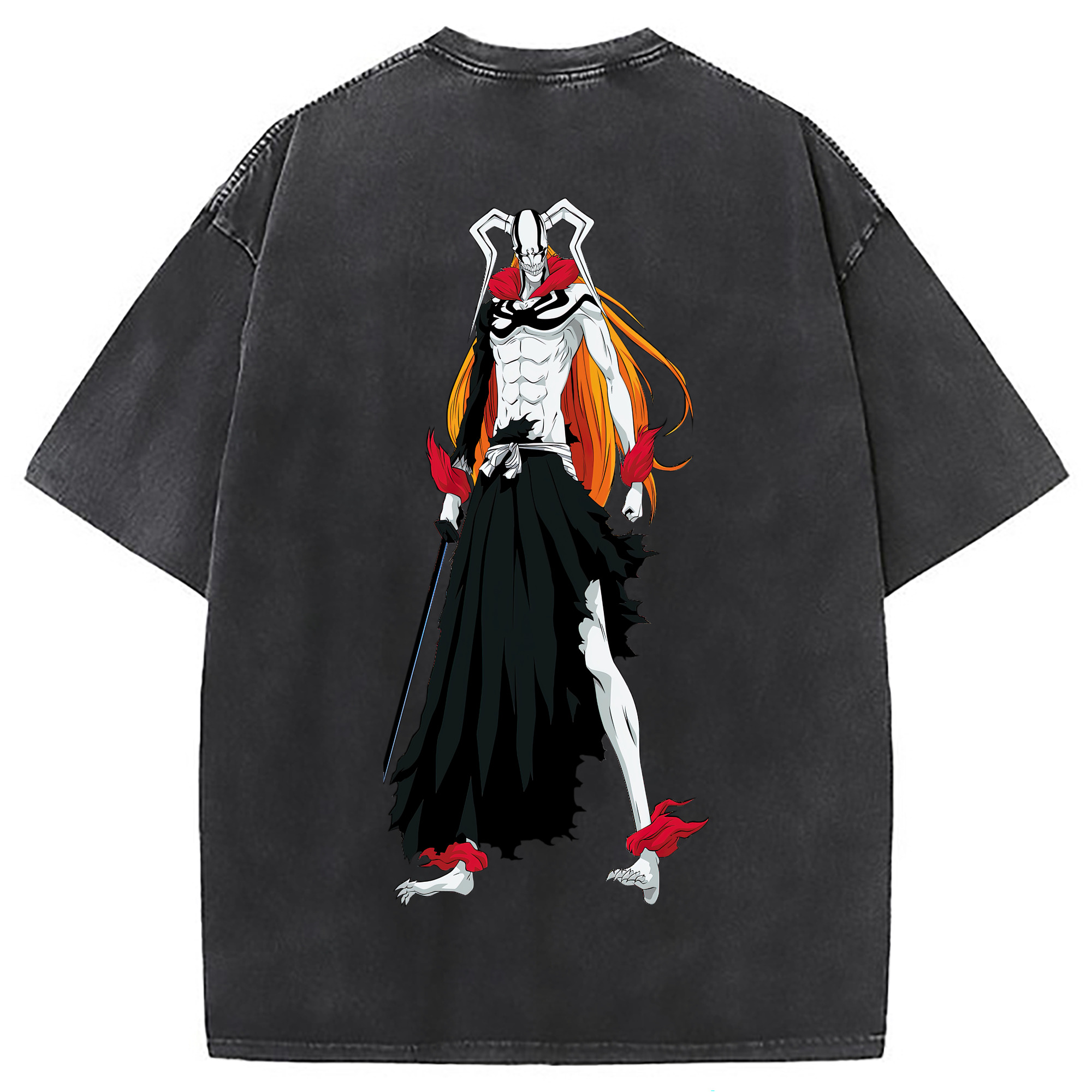 （画像用） ブリーチ 黒崎一護（くろさき いちご）BLEACH Kurosaki Ichigo 綿100% ヴィンテージ風 半袖Tシャツ（背面プリント）