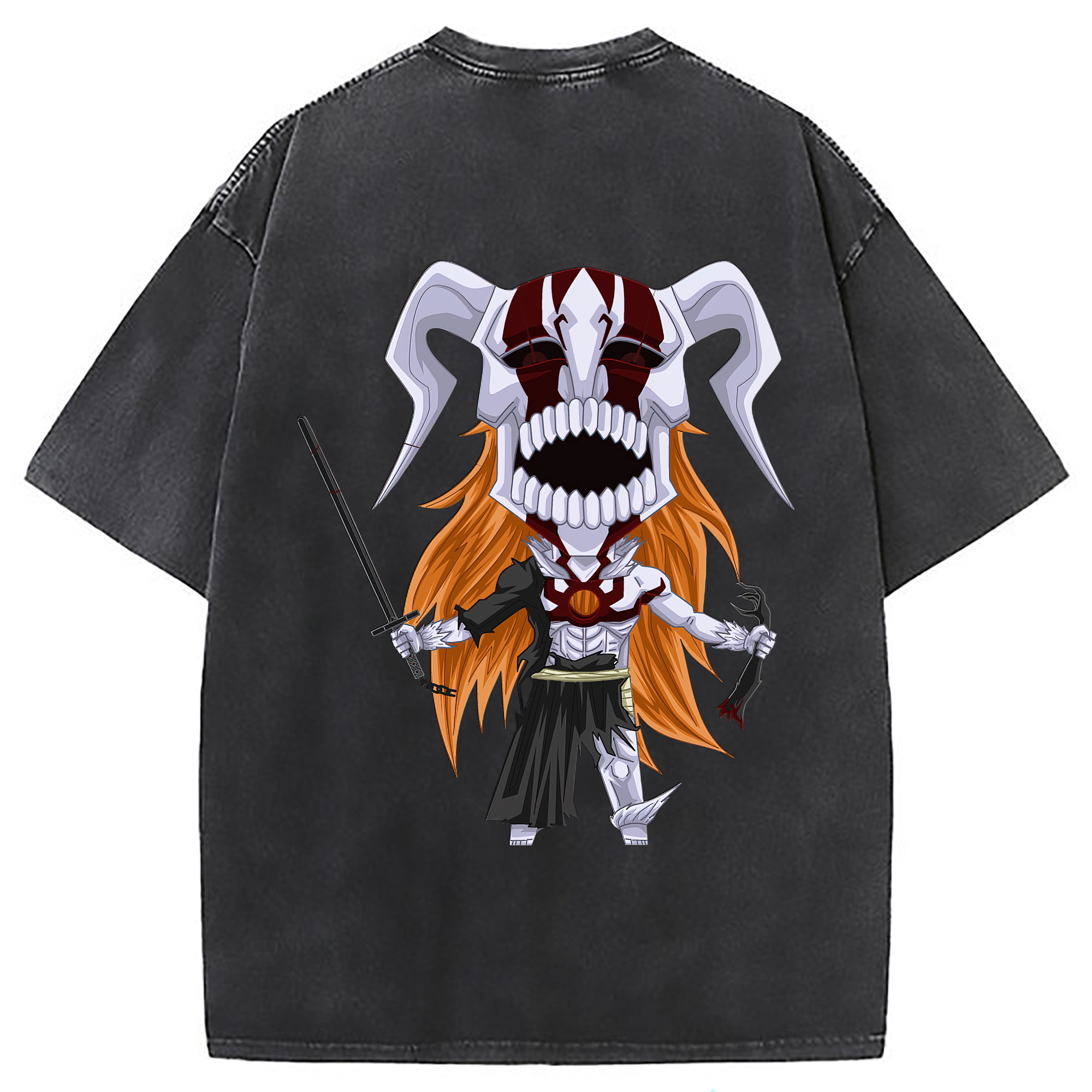 （画像用） ブリーチ 黒崎一護（くろさき いちご）BLEACH Kurosaki Ichigo 綿100% ヴィンテージ風 半袖Tシャツ（背面プリント）