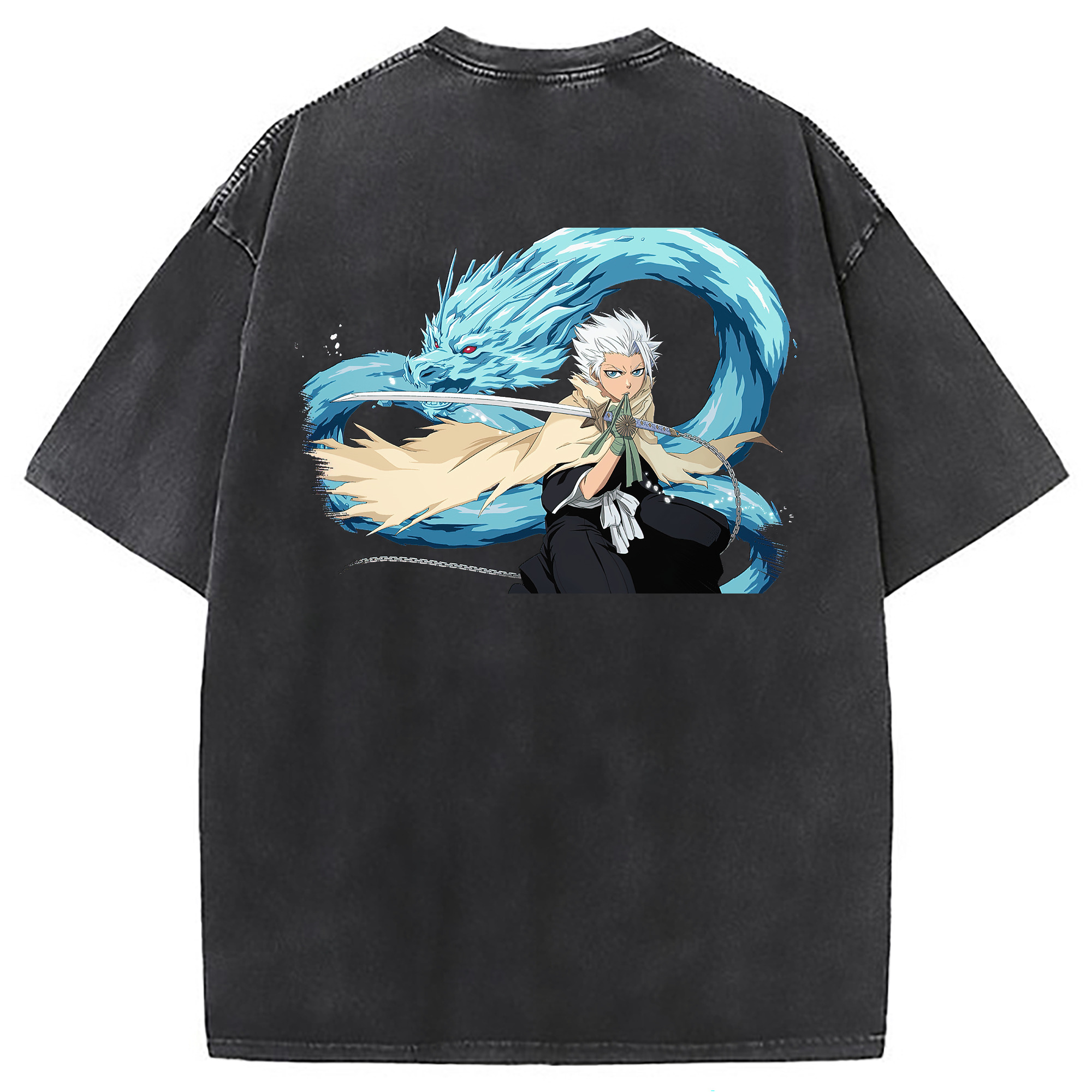 （画像用） ブリーチ 日番谷冬獅郎（ひつがや とうしろう） BLEACH Hitsugaya Toushirou 綿100% ヴィンテージ風 半袖Tシャツ（背面プリント）