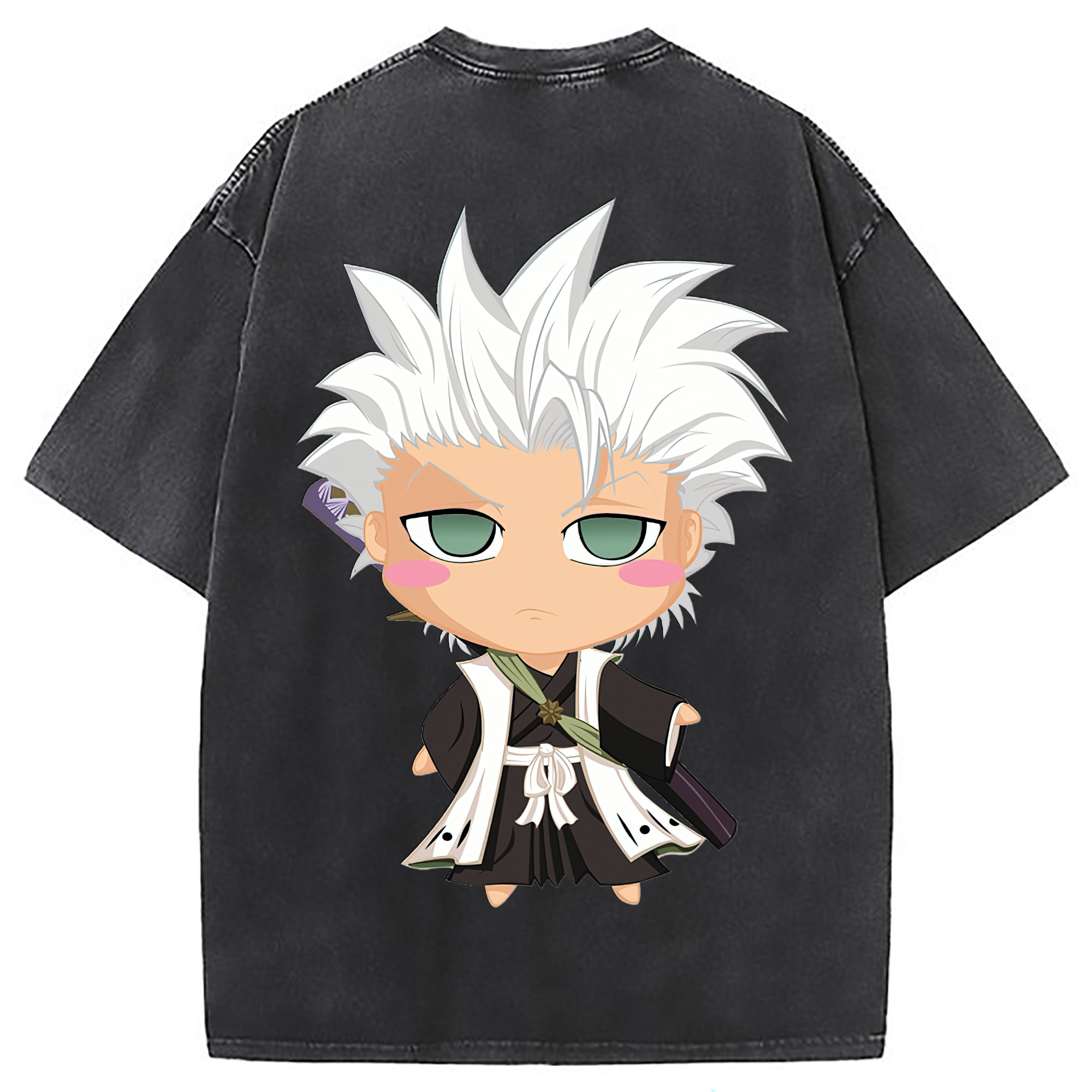 （画像用） ブリーチ 日番谷冬獅郎（ひつがや とうしろう） BLEACH Hitsugaya Toushirou 綿100% ヴィンテージ風 半袖Tシャツ（背面プリント）