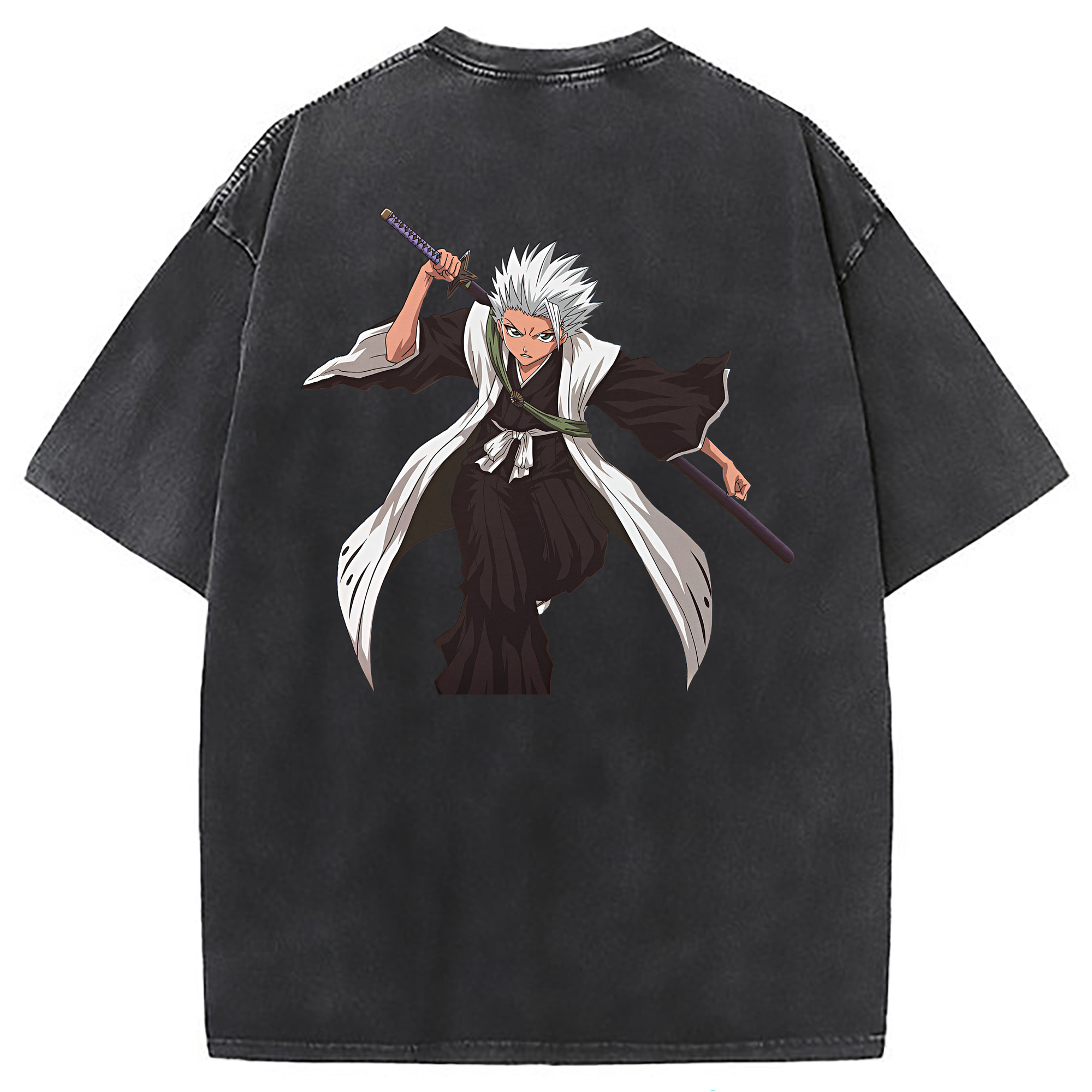 （画像用） ブリーチ 日番谷冬獅郎（ひつがや とうしろう） BLEACH Hitsugaya Toushirou 綿100% ヴィンテージ風 半袖Tシャツ（背面プリント）