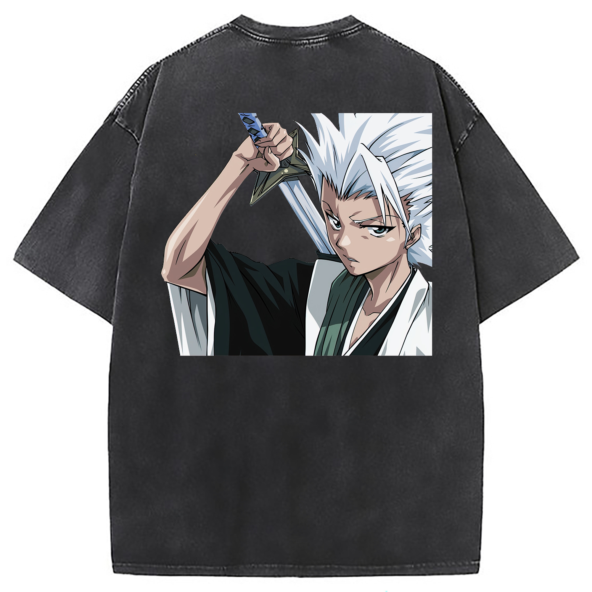 （画像用） ブリーチ 日番谷冬獅郎（ひつがや とうしろう） BLEACH Hitsugaya Toushirou 綿100% ヴィンテージ風 半袖Tシャツ（背面プリント）
