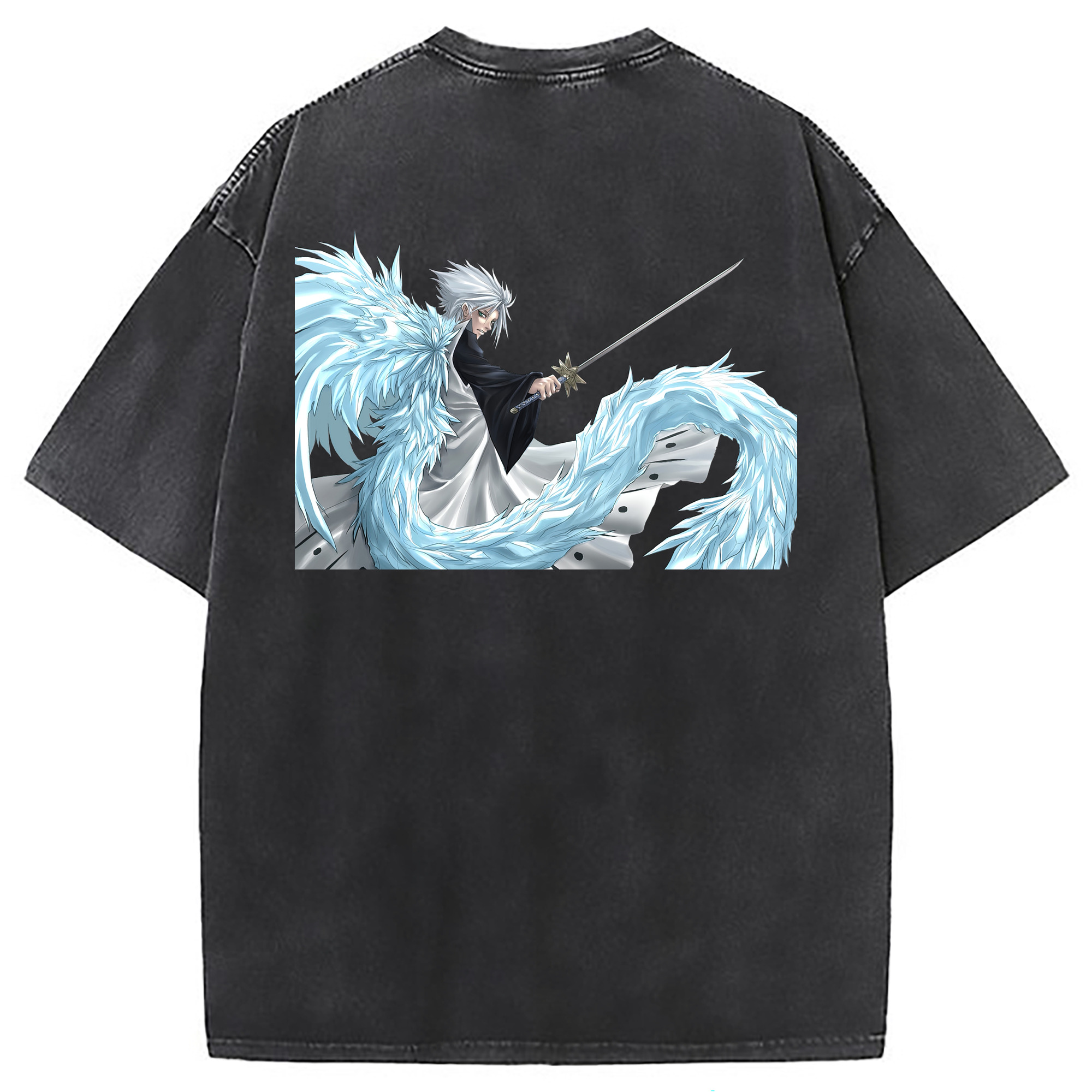 （画像用） ブリーチ 日番谷冬獅郎（ひつがや とうしろう） BLEACH Hitsugaya Toushirou 綿100% ヴィンテージ風 半袖Tシャツ（背面プリント）