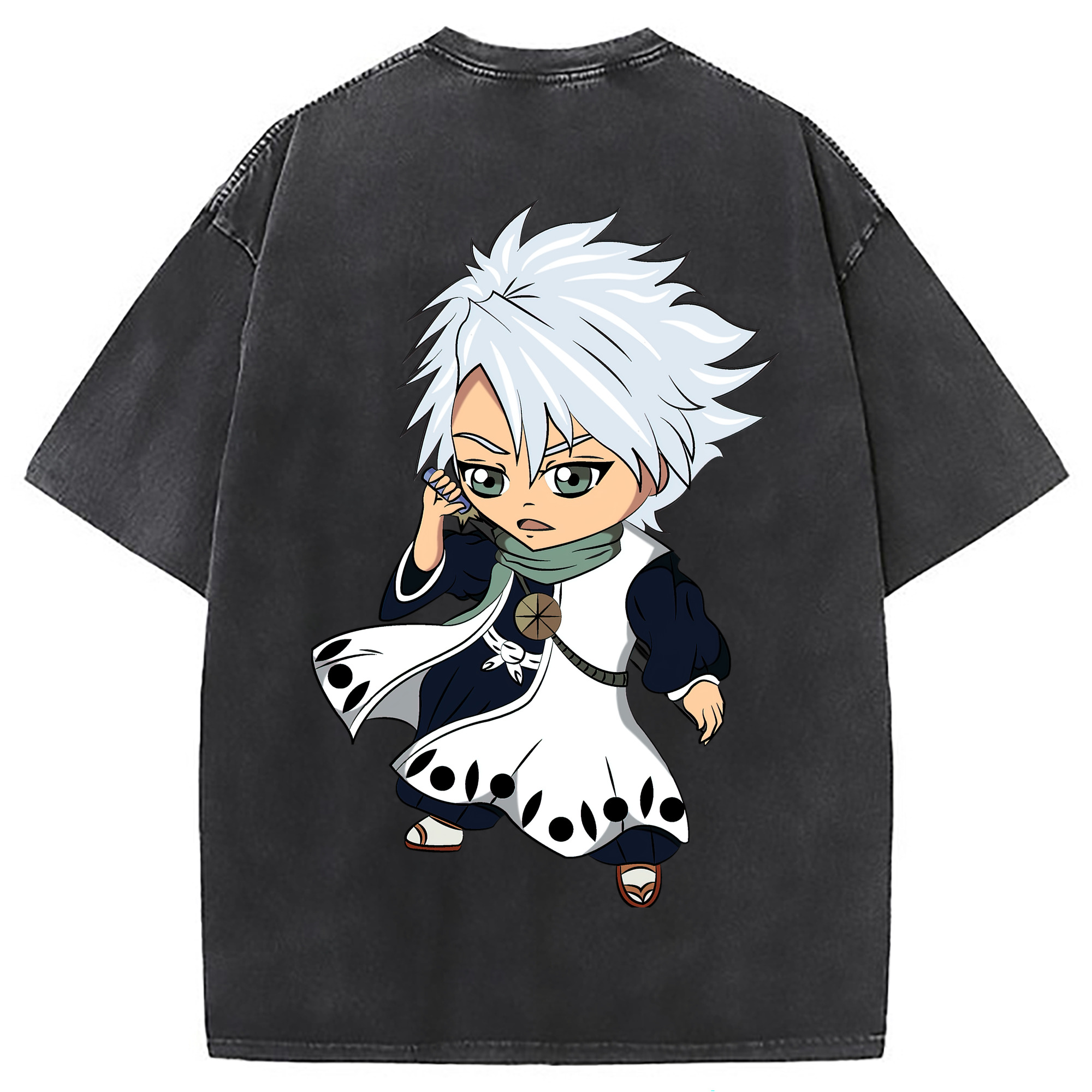 （画像用） ブリーチ 日番谷冬獅郎（ひつがや とうしろう） BLEACH Hitsugaya Toushirou 綿100% ヴィンテージ風 半袖Tシャツ（背面プリント）
