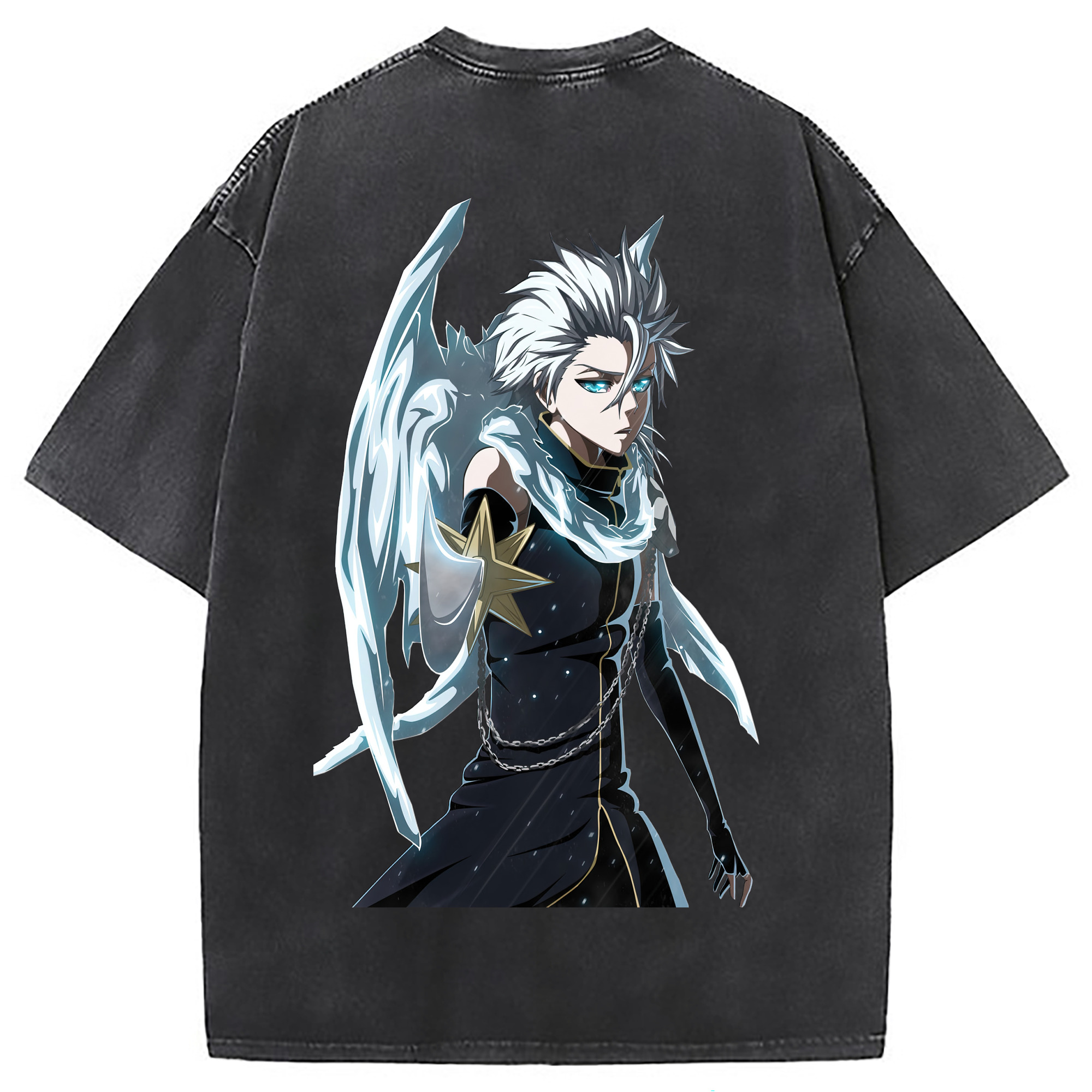 （画像用） ブリーチ 日番谷冬獅郎（ひつがや とうしろう） BLEACH Hitsugaya Toushirou 綿100% ヴィンテージ風 半袖Tシャツ（背面プリント）