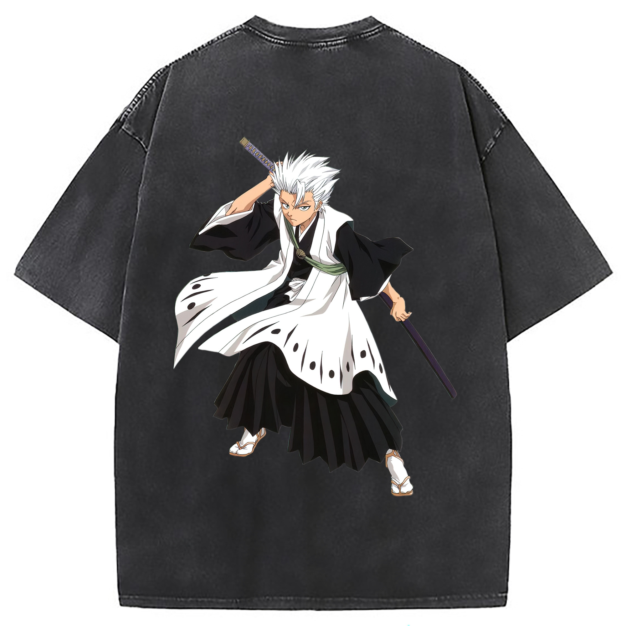 （画像用） ブリーチ 日番谷冬獅郎（ひつがや とうしろう） BLEACH Hitsugaya Toushirou 綿100% ヴィンテージ風 半袖Tシャツ（背面プリント）