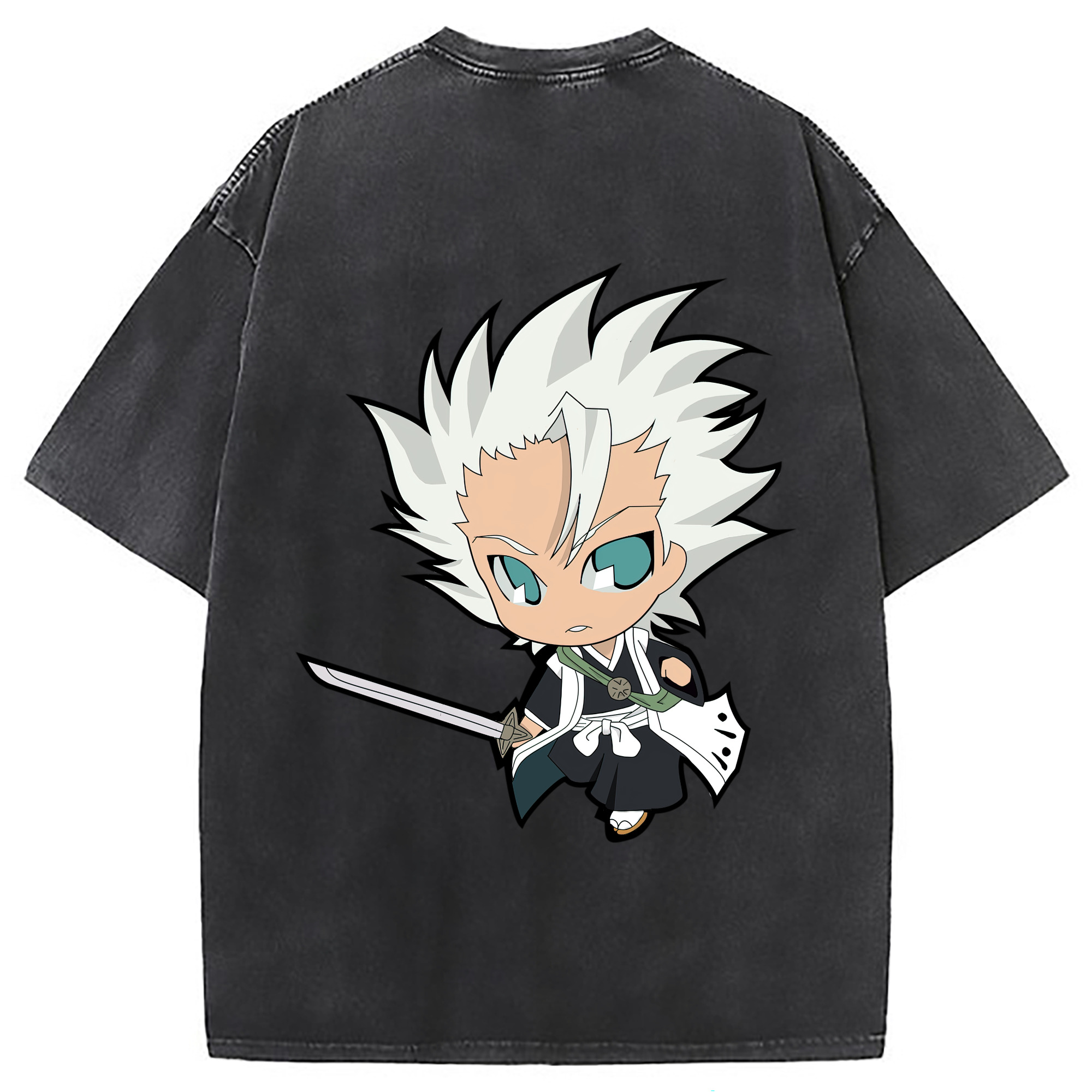 （画像用） ブリーチ 日番谷冬獅郎（ひつがや とうしろう） BLEACH Hitsugaya Toushirou 綿100% ヴィンテージ風 半袖Tシャツ（背面プリント）