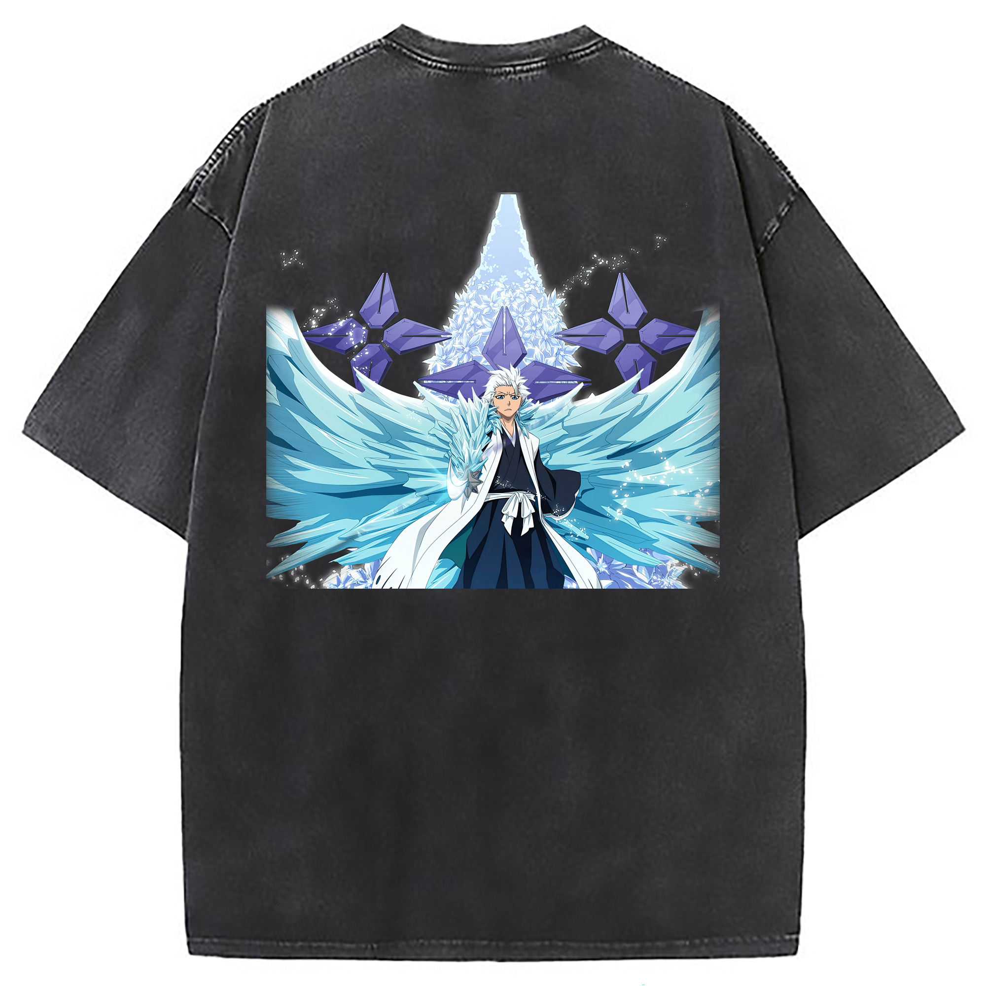 （画像用） ブリーチ 日番谷冬獅郎（ひつがや とうしろう） BLEACH Hitsugaya Toushirou 綿100% ヴィンテージ風 半袖Tシャツ（背面プリント）