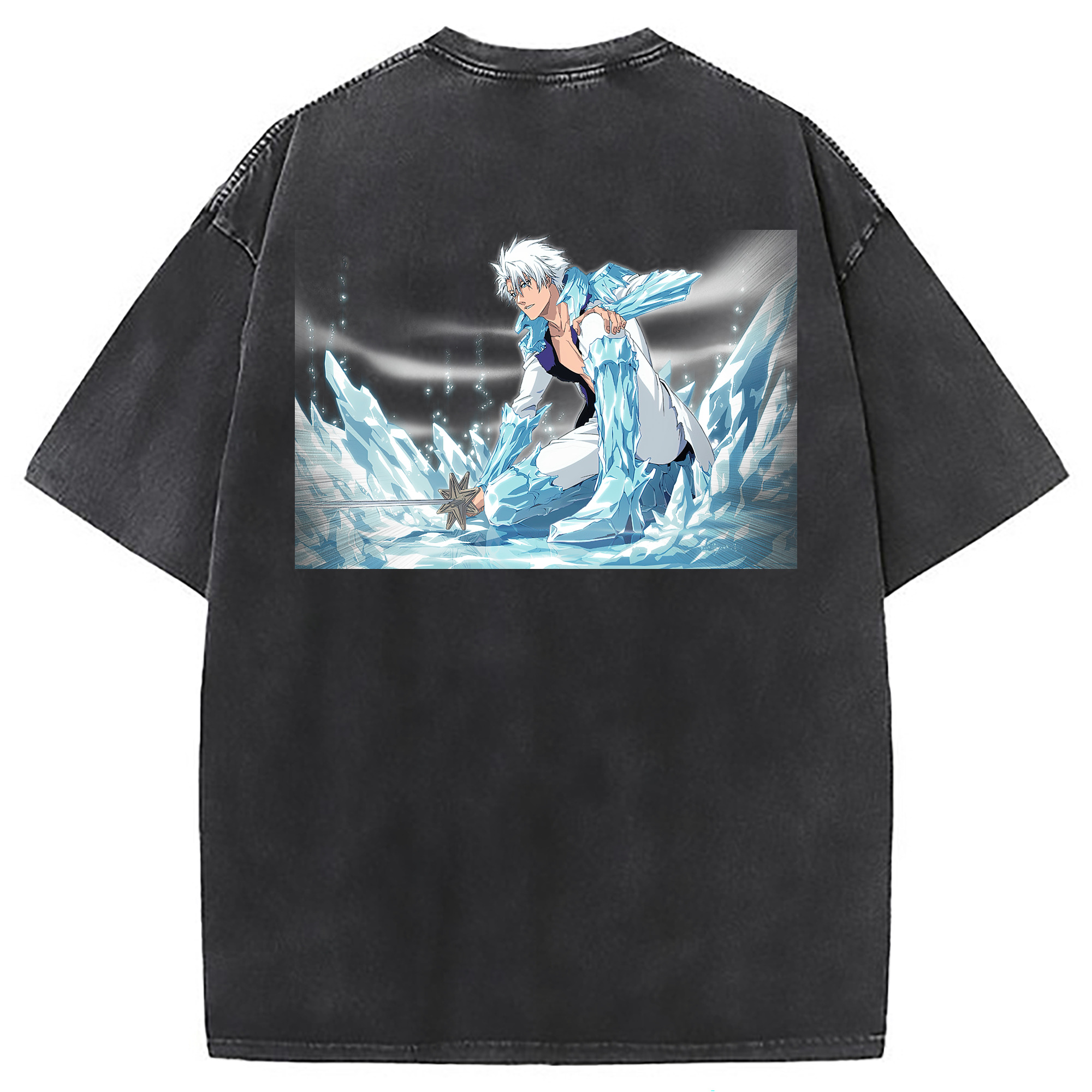 （画像用） ブリーチ 日番谷冬獅郎（ひつがや とうしろう） BLEACH Hitsugaya Toushirou 綿100% ヴィンテージ風 半袖Tシャツ（背面プリント）