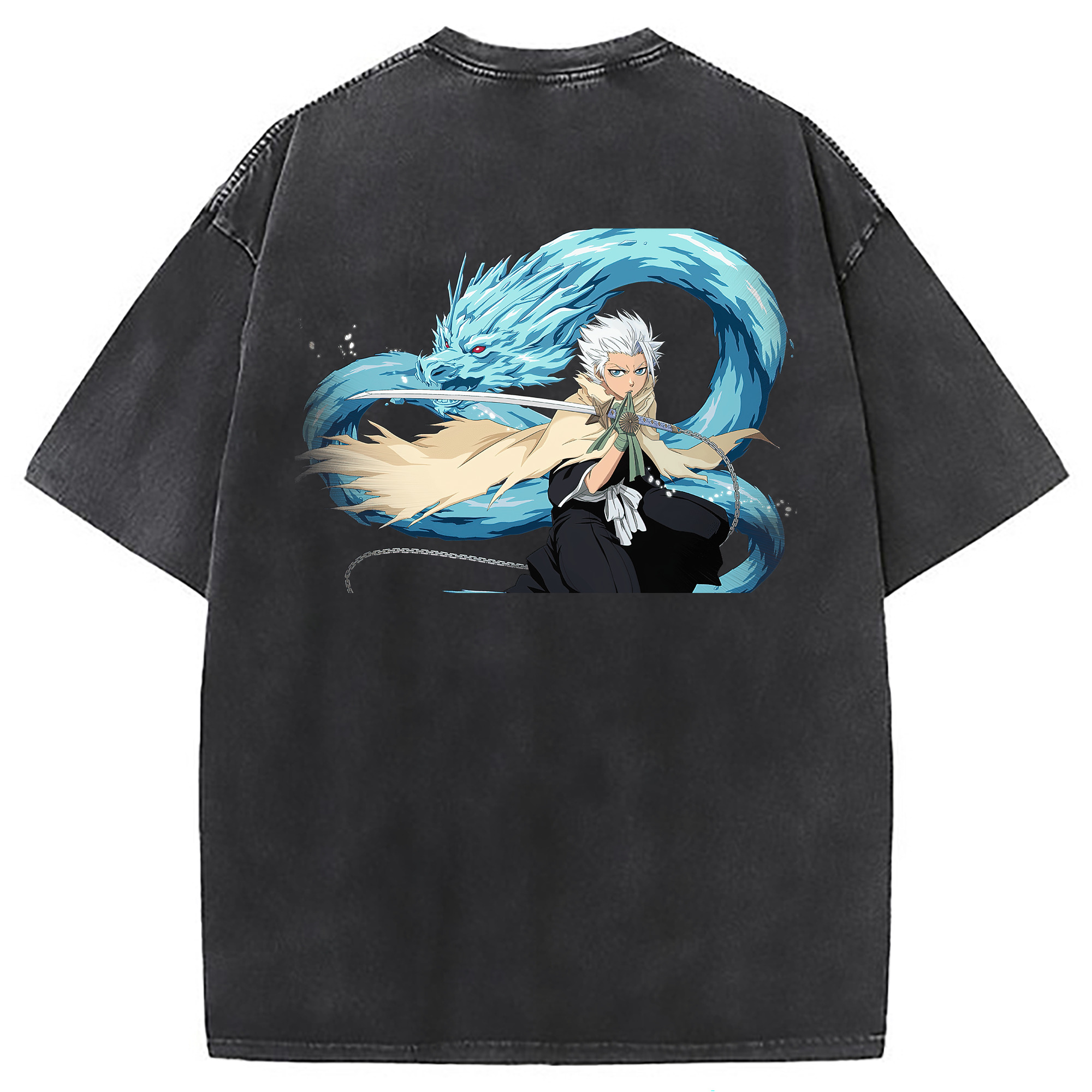 （画像用） ブリーチ 日番谷冬獅郎（ひつがや とうしろう） BLEACH Hitsugaya Toushirou 綿100% ヴィンテージ風 半袖Tシャツ（背面プリント）