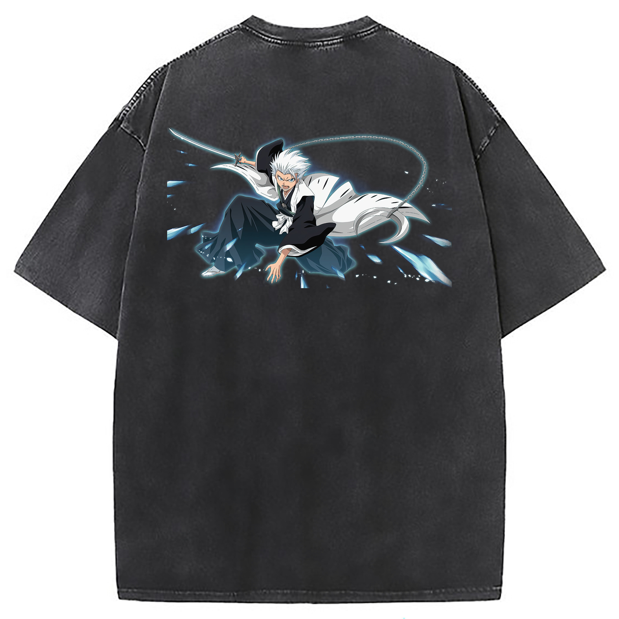 （画像用） ブリーチ 日番谷冬獅郎（ひつがや とうしろう） BLEACH Hitsugaya Toushirou 綿100% ヴィンテージ風 半袖Tシャツ（背面プリント）
