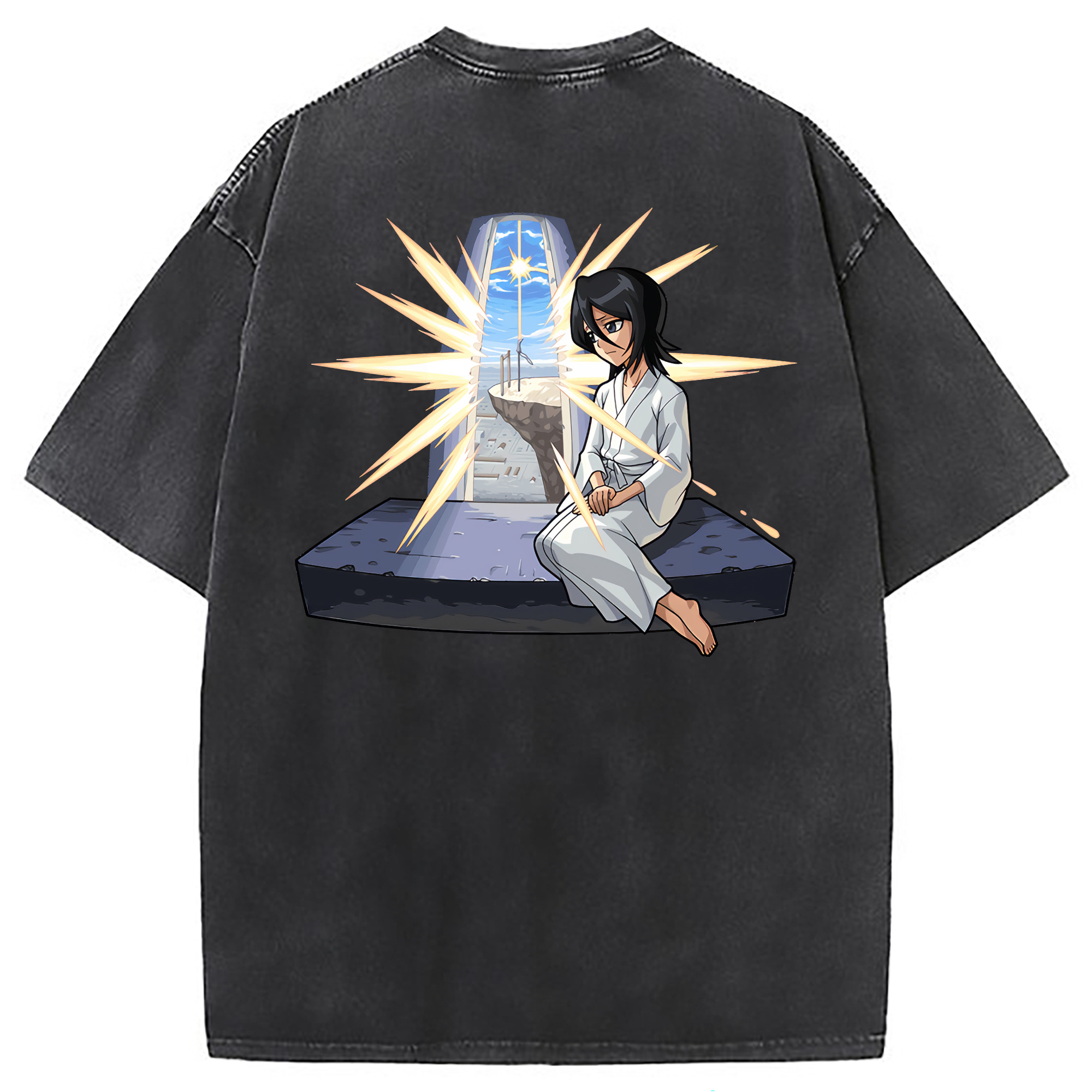 （画像用） ブリーチ 朽木ルキア BLEACH Kuchiki Rukia 綿100% ヴィンテージ風 半袖Tシャツ（背面プリント）