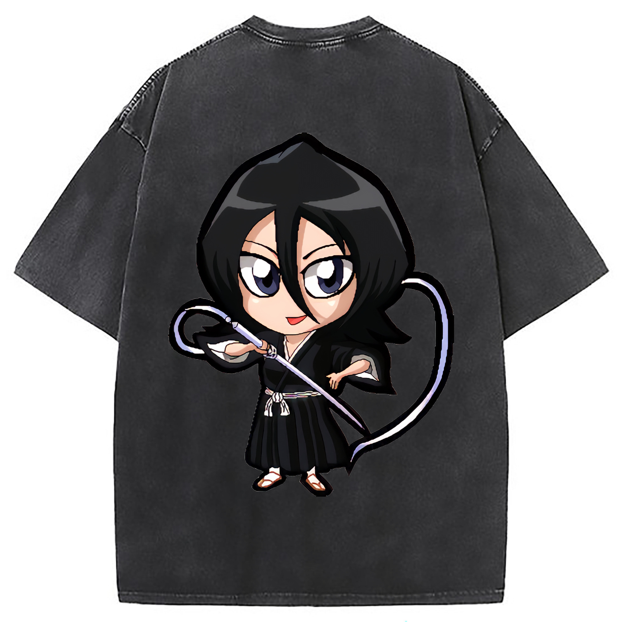 （画像用） ブリーチ 朽木ルキア BLEACH Kuchiki Rukia 綿100% ヴィンテージ風 半袖Tシャツ（背面プリント）