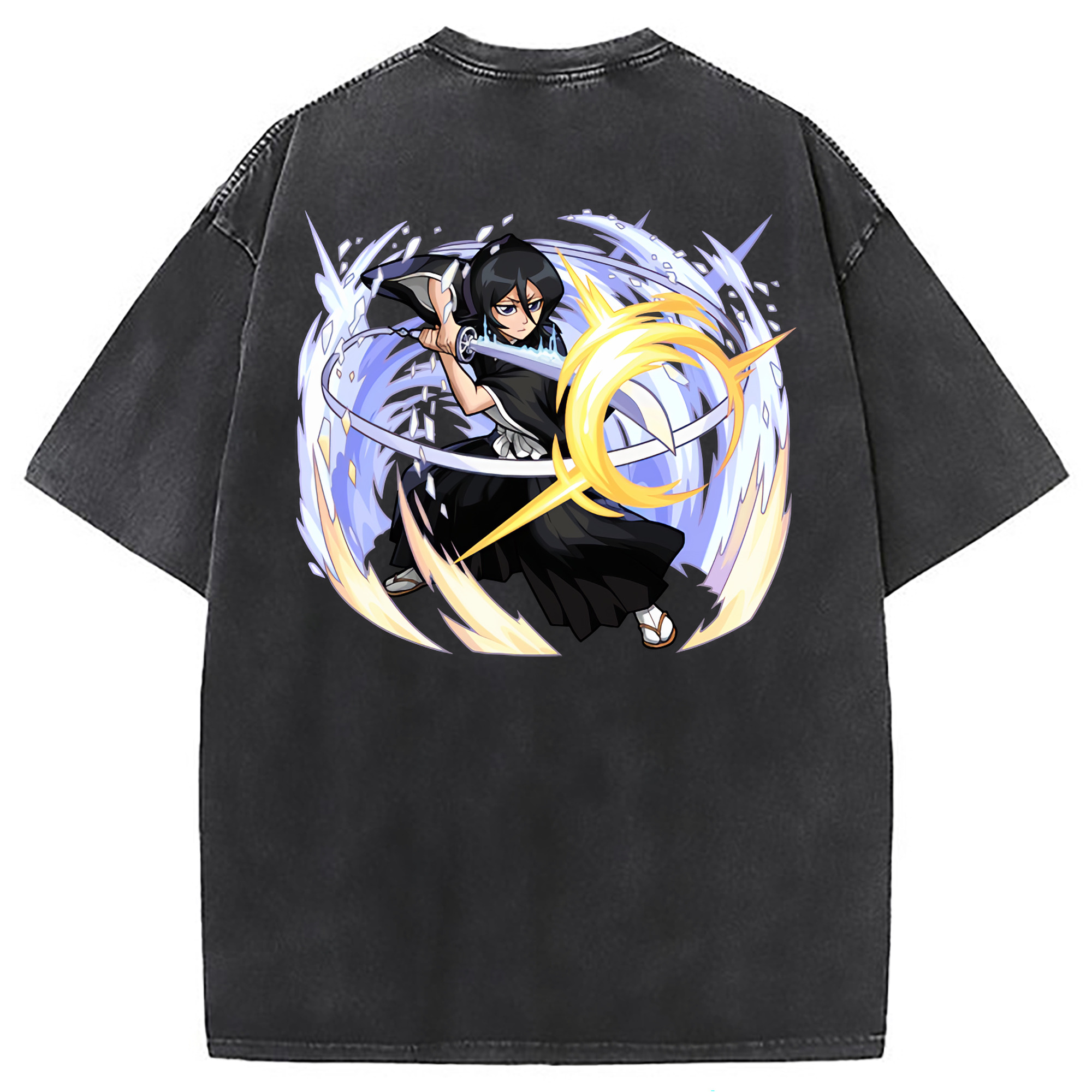（画像用） ブリーチ 朽木ルキア BLEACH Kuchiki Rukia 綿100% ヴィンテージ風 半袖Tシャツ（背面プリント）