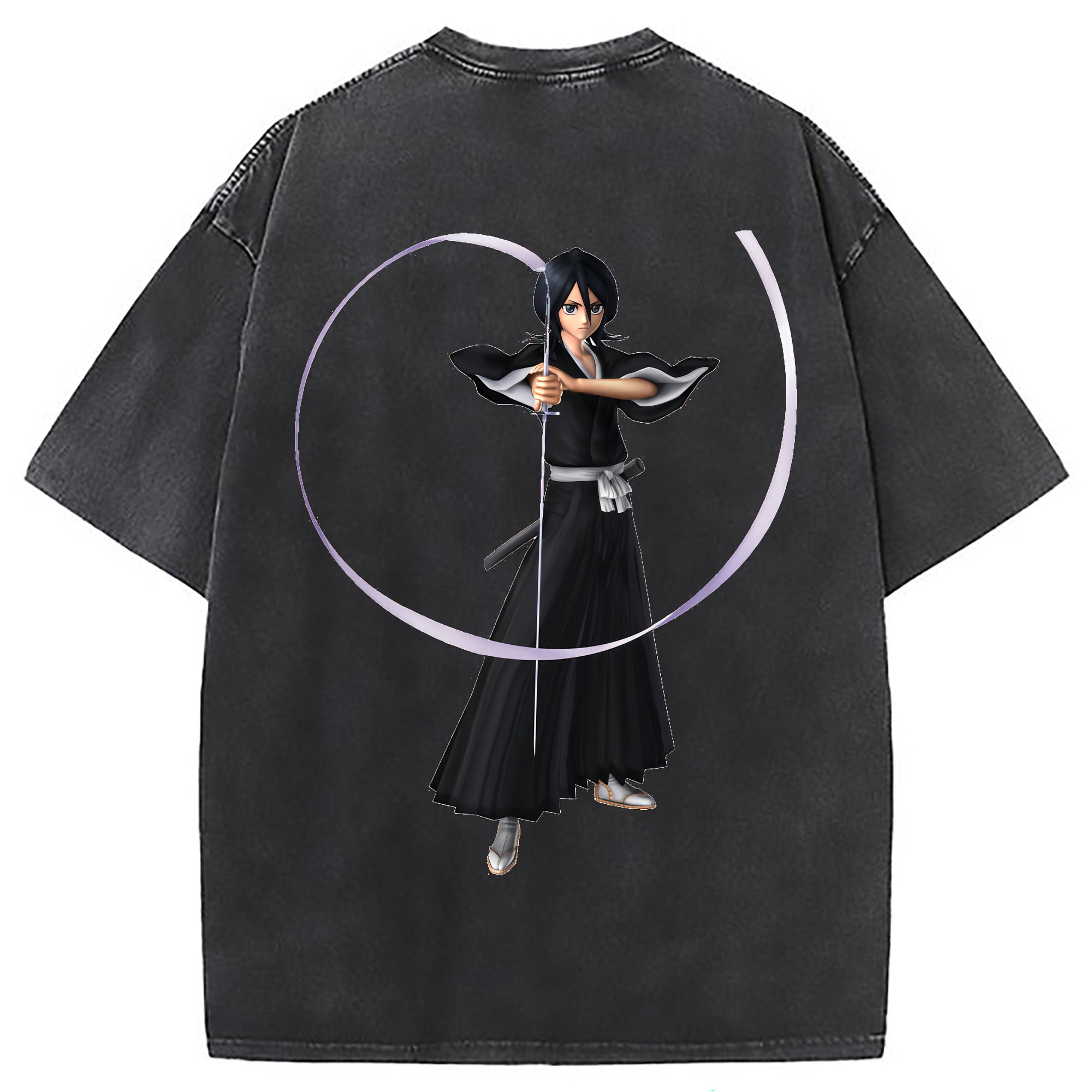（画像用） ブリーチ 朽木ルキア BLEACH Kuchiki Rukia 綿100% ヴィンテージ風 半袖Tシャツ（背面プリント）