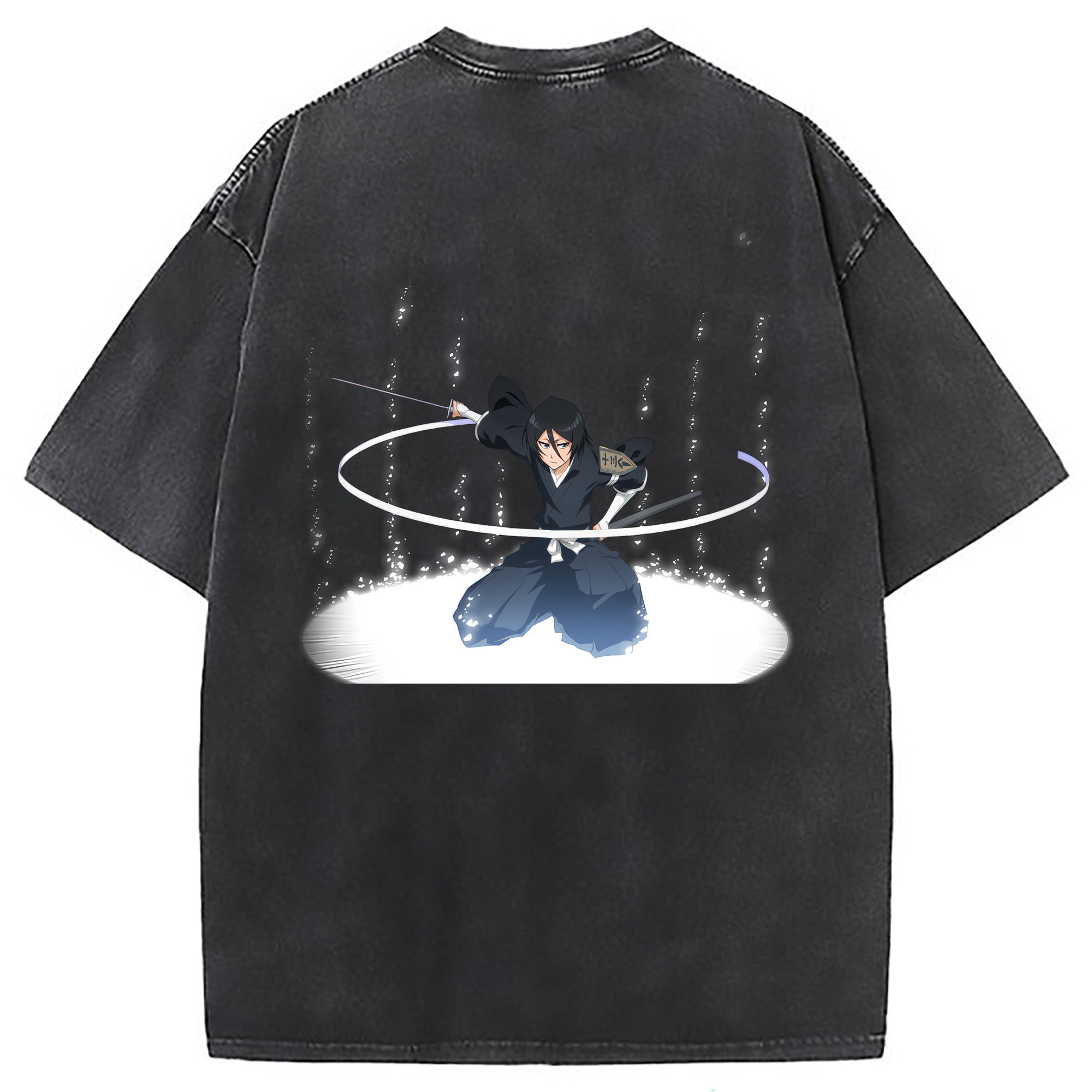 （画像用） ブリーチ 朽木ルキア BLEACH Kuchiki Rukia 綿100% ヴィンテージ風 半袖Tシャツ（背面プリント）