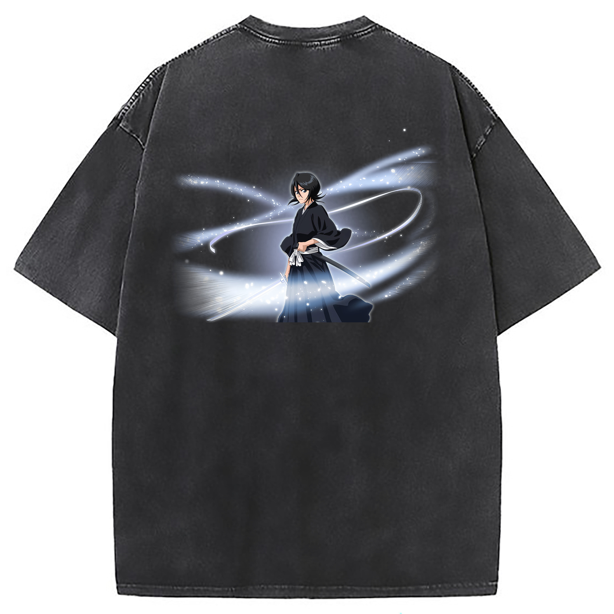 （画像用） ブリーチ 朽木ルキア BLEACH Kuchiki Rukia 綿100% ヴィンテージ風 半袖Tシャツ（背面プリント）