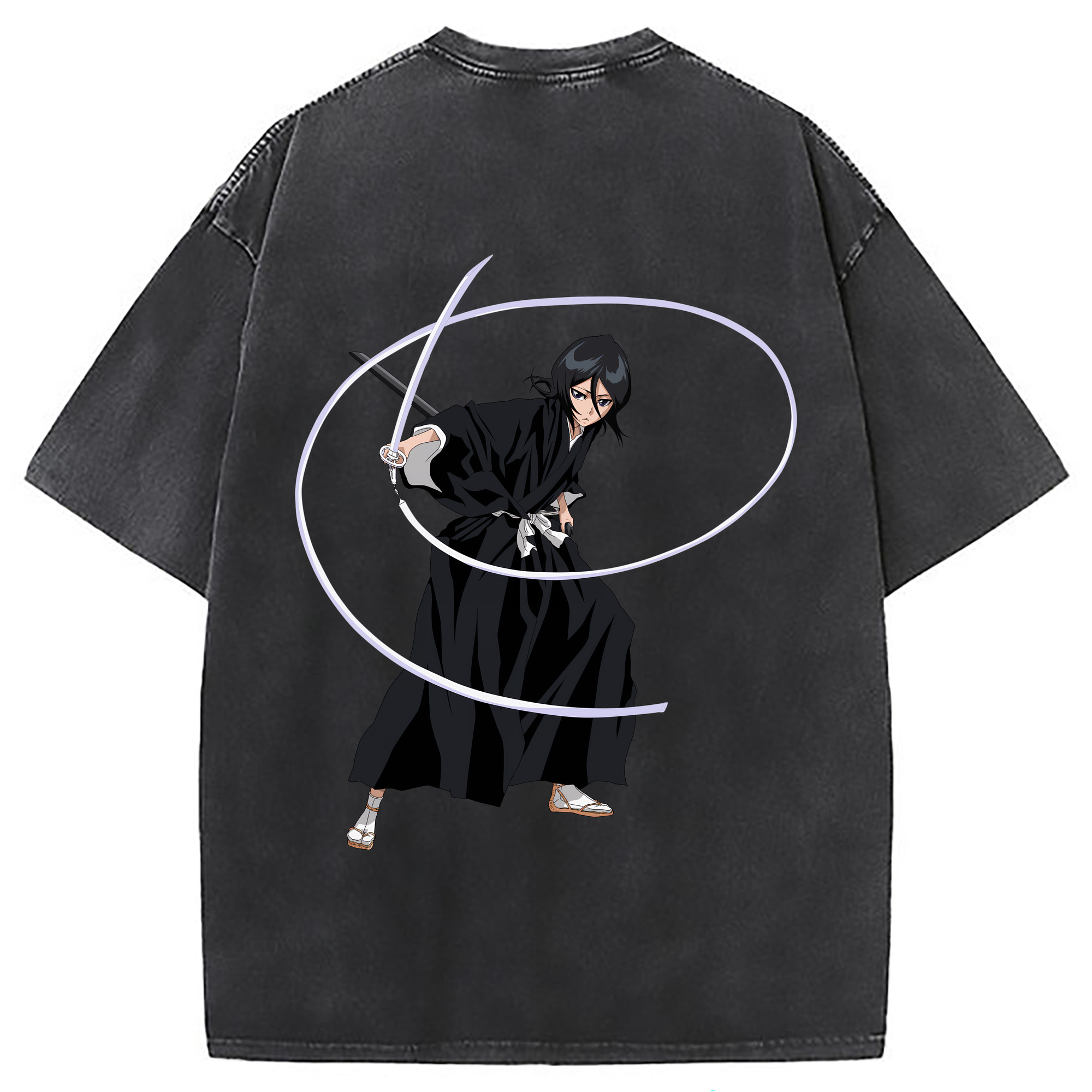 （画像用） ブリーチ 朽木ルキア BLEACH Kuchiki Rukia 綿100% ヴィンテージ風 半袖Tシャツ（背面プリント）