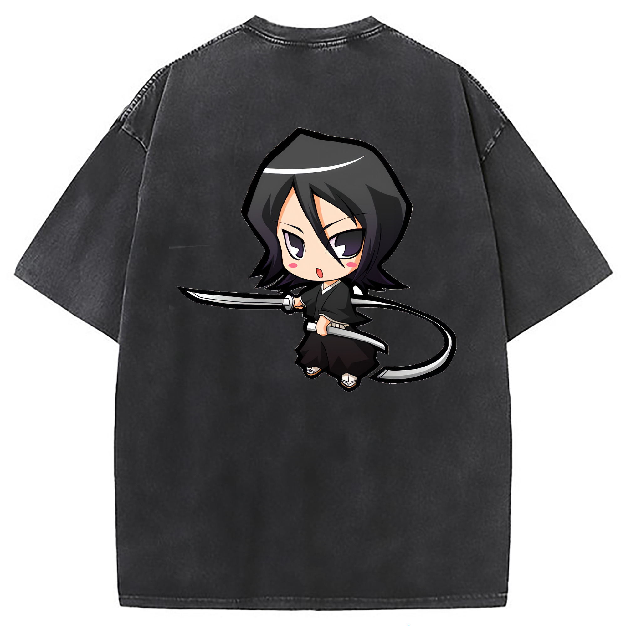 （画像用） ブリーチ 朽木ルキア BLEACH Kuchiki Rukia 綿100% ヴィンテージ風 半袖Tシャツ（背面プリント）