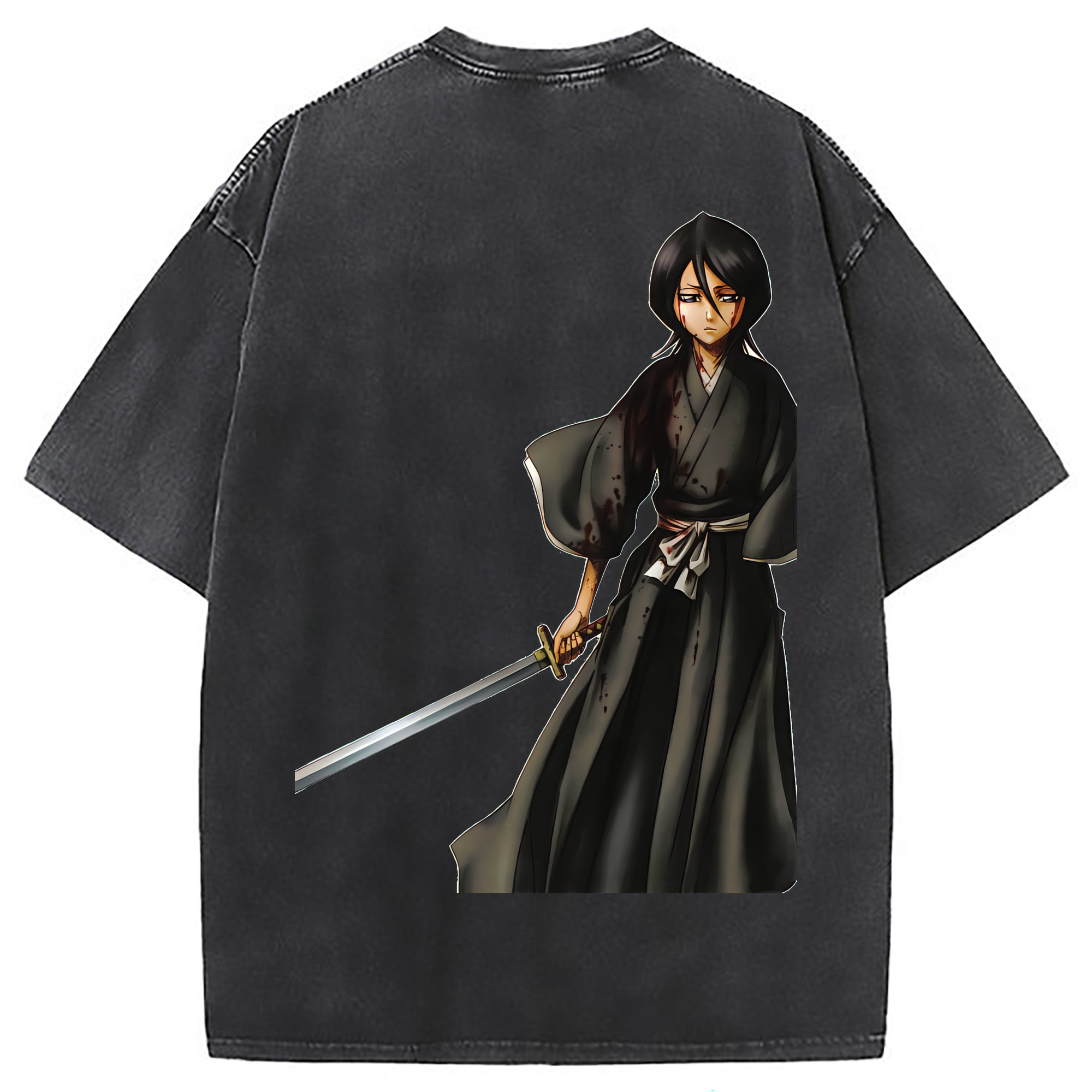 （画像用） ブリーチ 朽木ルキア BLEACH Kuchiki Rukia 綿100% ヴィンテージ風 半袖Tシャツ（背面プリント）
