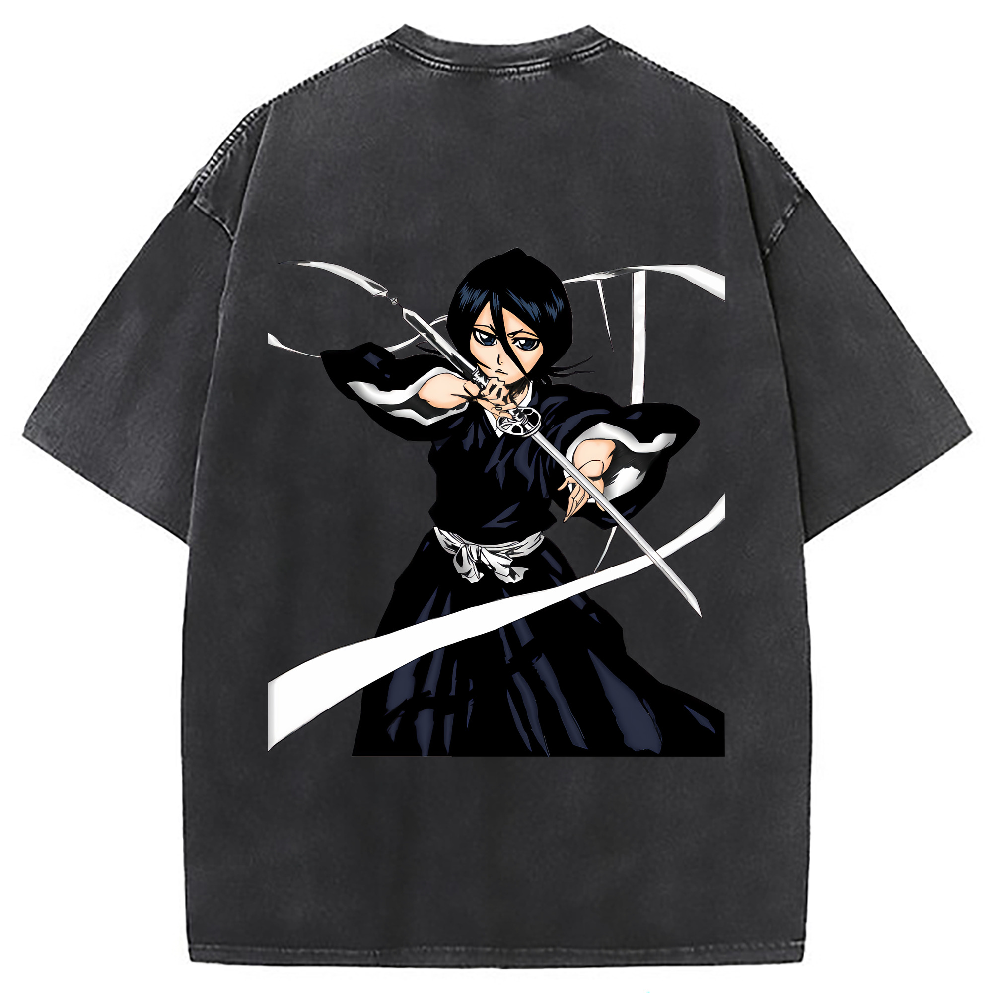 （画像用） ブリーチ 朽木ルキア BLEACH Kuchiki Rukia 綿100% ヴィンテージ風 半袖Tシャツ（背面プリント）