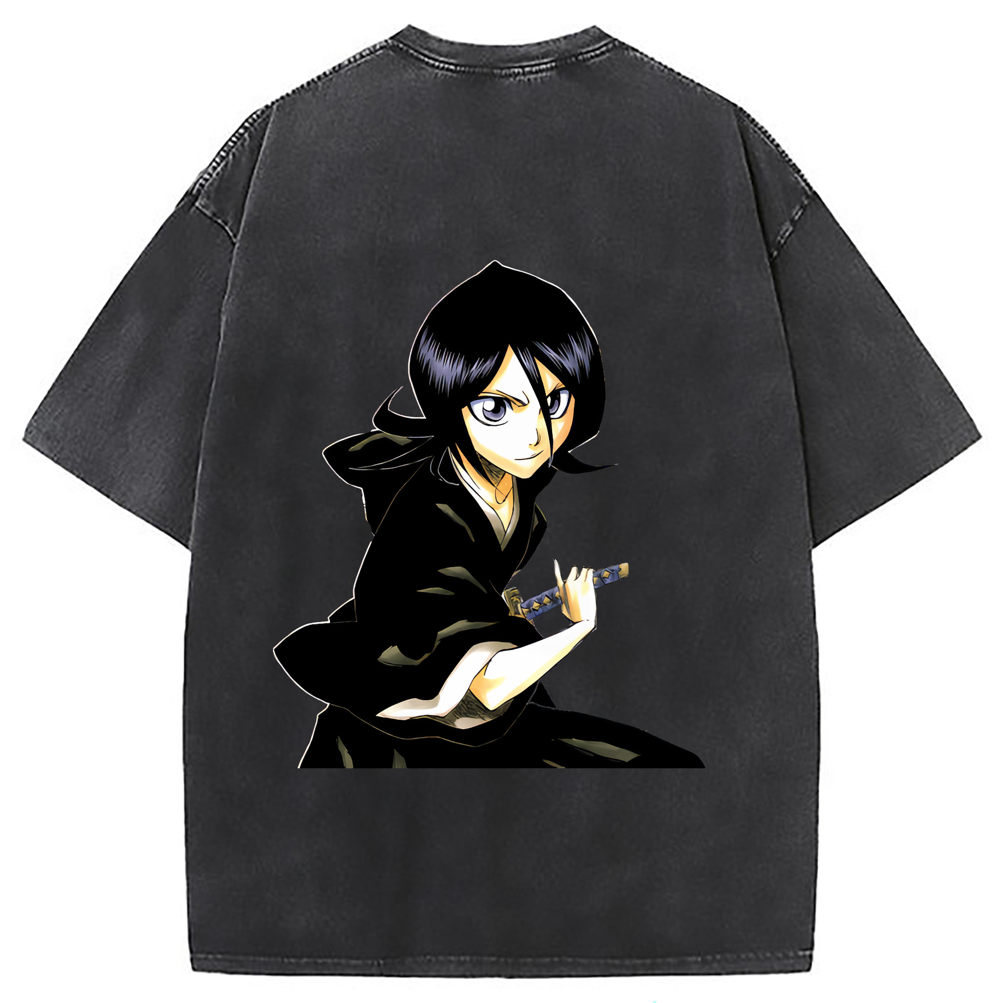 （画像用） ブリーチ 朽木ルキア BLEACH Kuchiki Rukia 綿100% ヴィンテージ風 半袖Tシャツ（背面プリント）