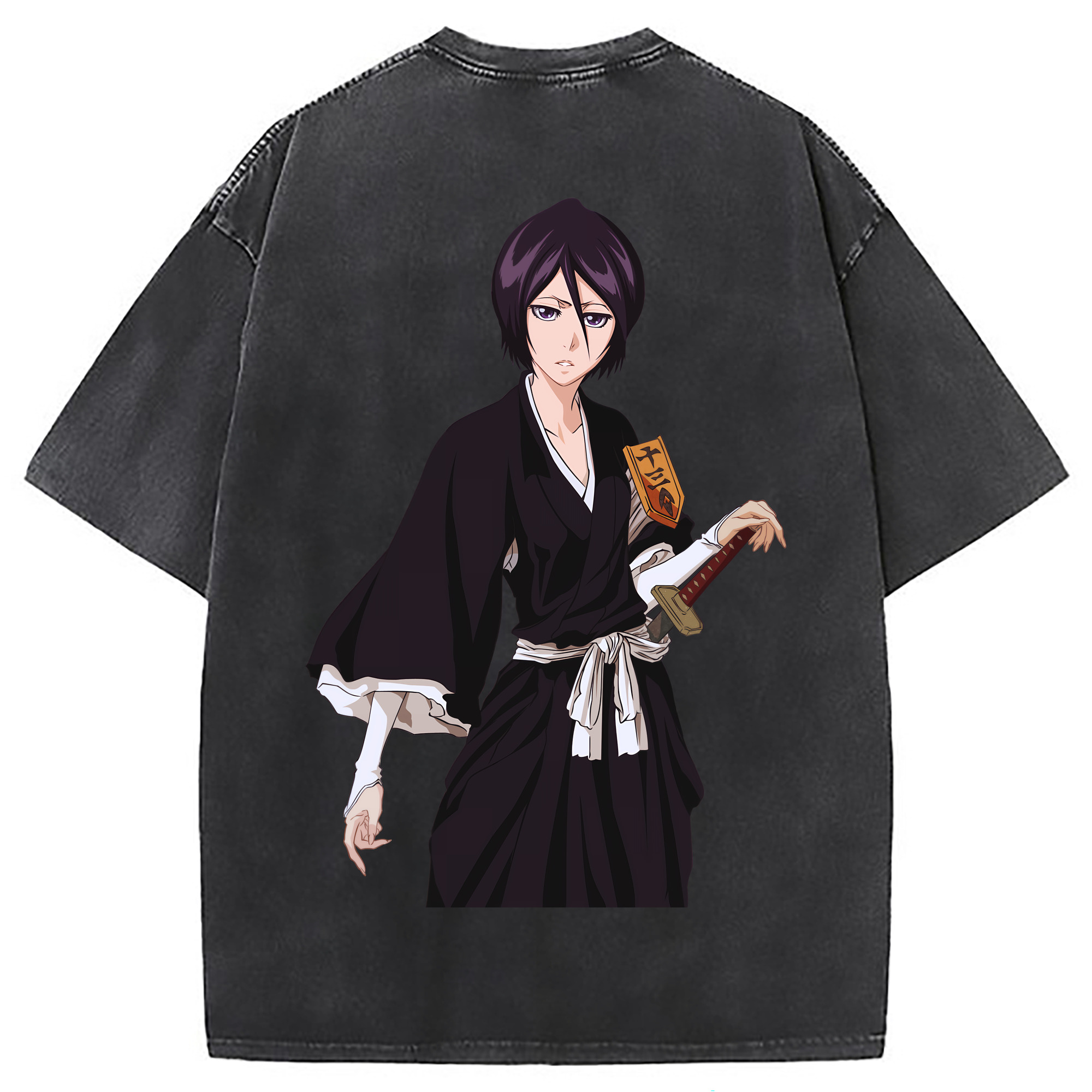 （画像用） ブリーチ 朽木ルキア BLEACH Kuchiki Rukia 綿100% ヴィンテージ風 半袖Tシャツ（背面プリント）