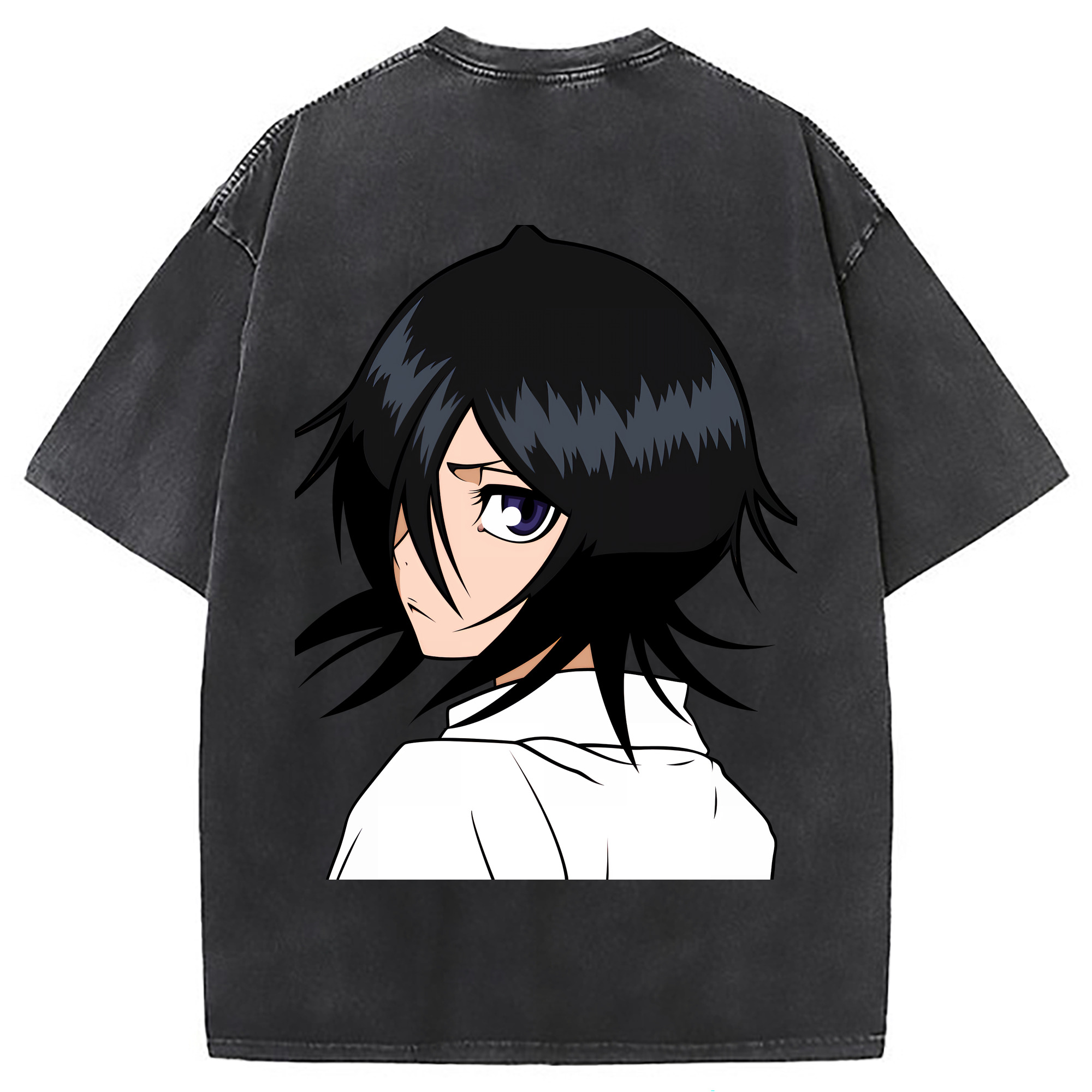 （画像用） ブリーチ 朽木ルキア BLEACH Kuchiki Rukia 綿100% ヴィンテージ風 半袖Tシャツ（背面プリント）