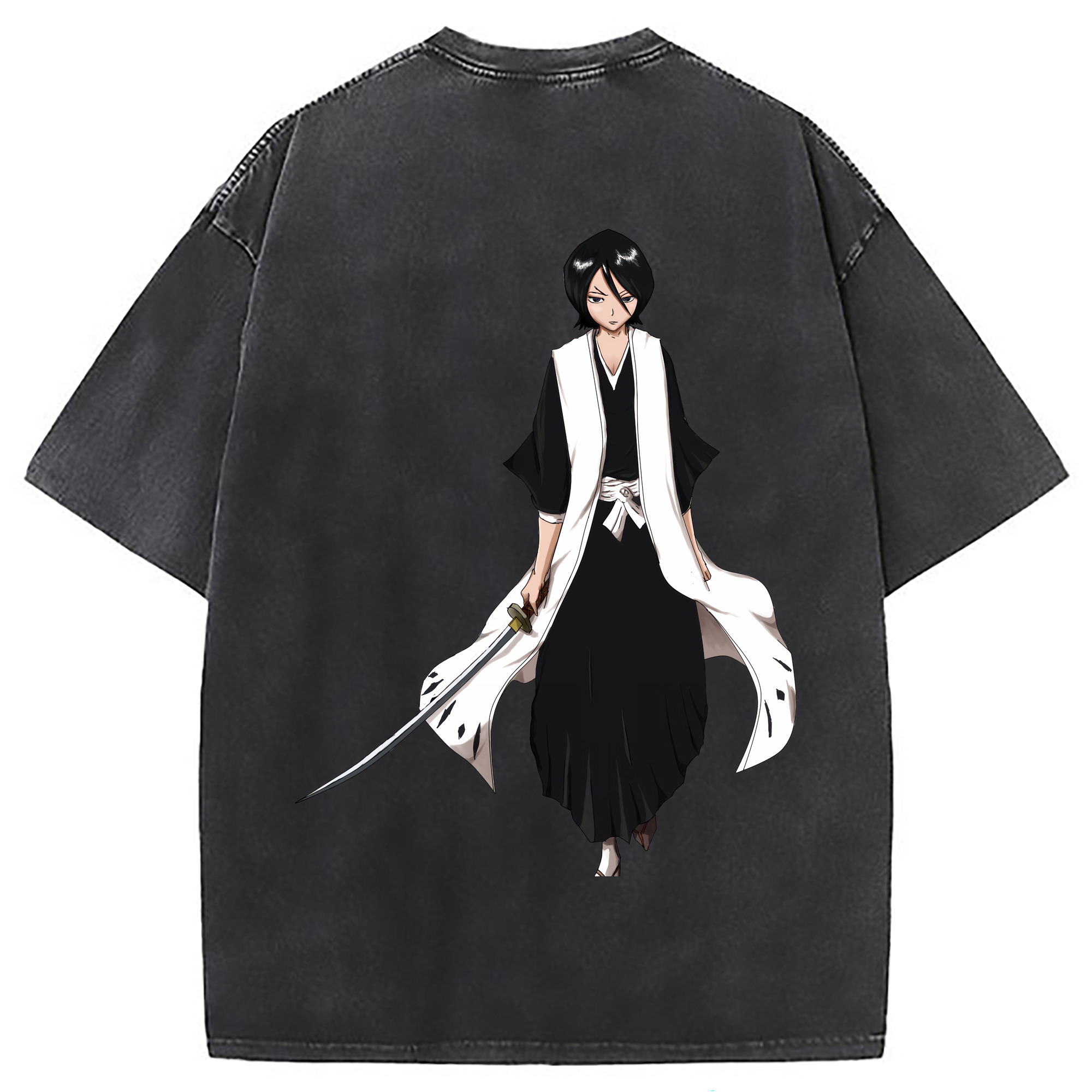 （画像用） ブリーチ 朽木ルキア BLEACH Kuchiki Rukia 綿100% ヴィンテージ風 半袖Tシャツ（背面プリント）