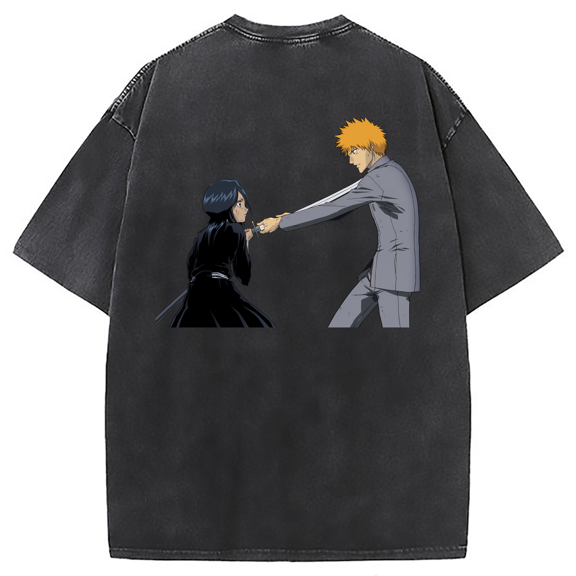 （画像用） ブリーチ 朽木ルキア BLEACH Kuchiki Rukia 綿100% ヴィンテージ風 半袖Tシャツ（背面プリント）