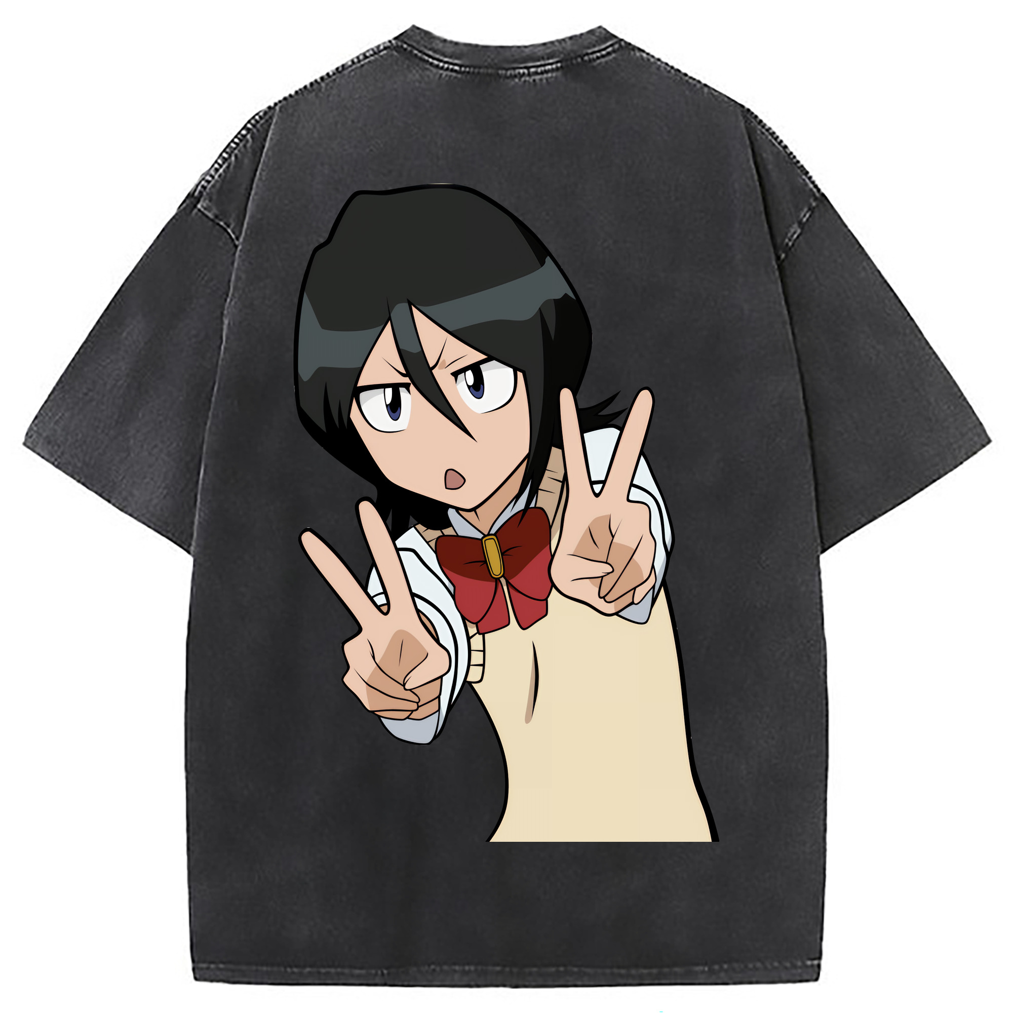 （画像用） ブリーチ 朽木ルキア BLEACH Kuchiki Rukia 綿100% ヴィンテージ風 半袖Tシャツ（背面プリント）
