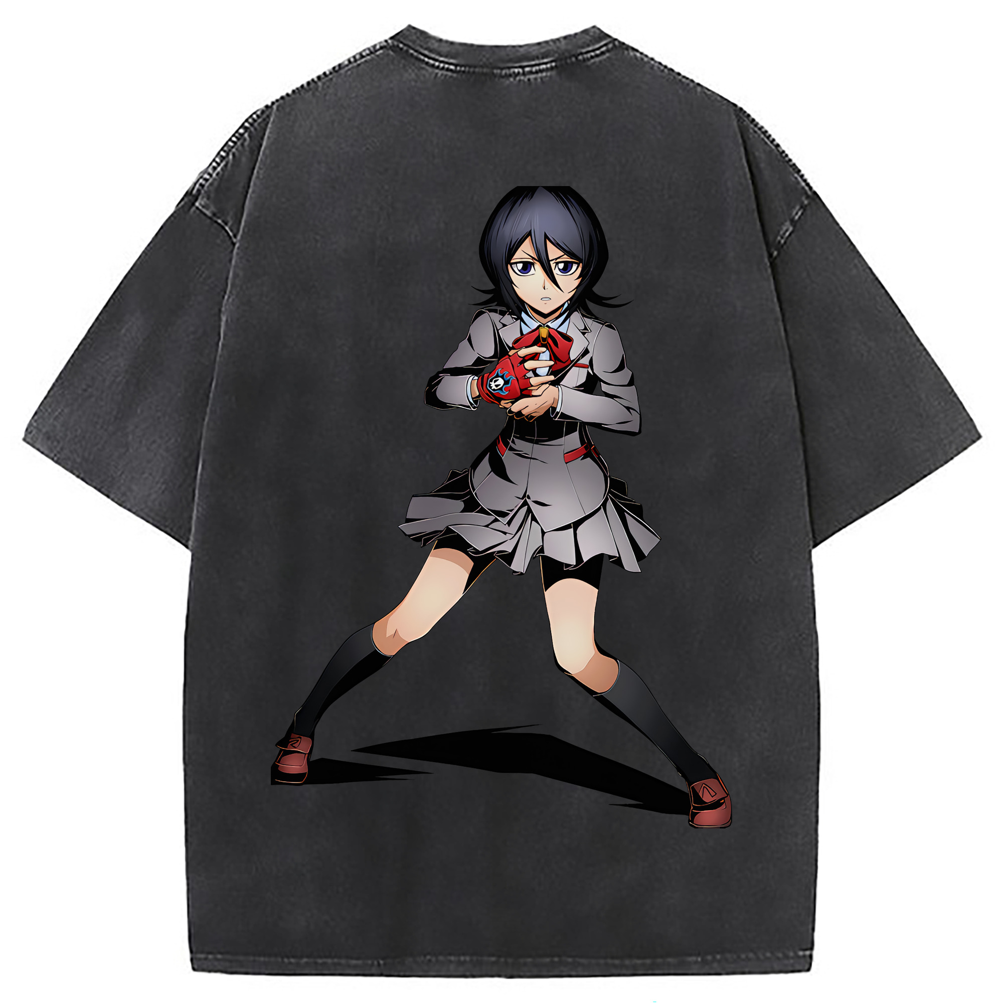 （画像用） ブリーチ 朽木ルキア BLEACH Kuchiki Rukia 綿100% ヴィンテージ風 半袖Tシャツ（背面プリント）