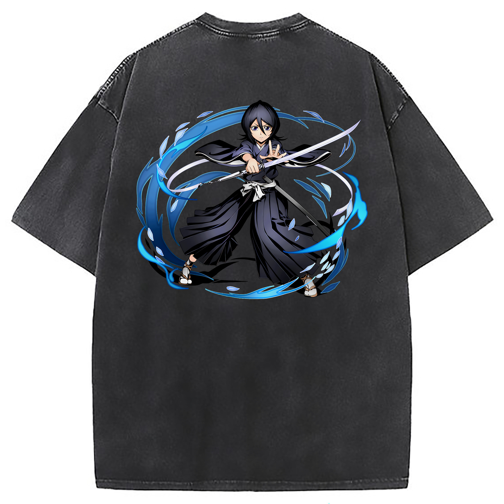 （画像用） ブリーチ 朽木ルキア BLEACH Kuchiki Rukia 綿100% ヴィンテージ風 半袖Tシャツ（背面プリント）