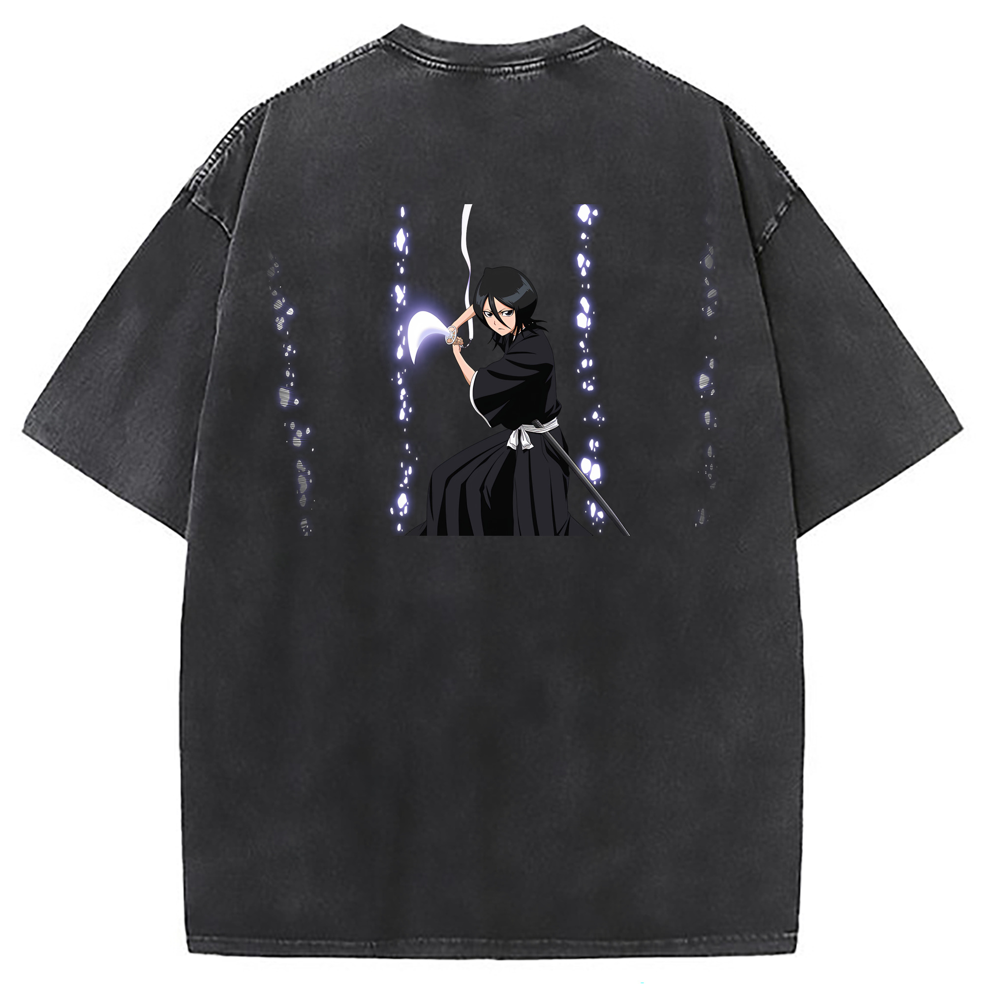 （画像用） ブリーチ 朽木ルキア BLEACH Kuchiki Rukia 綿100% ヴィンテージ風 半袖Tシャツ（背面プリント）